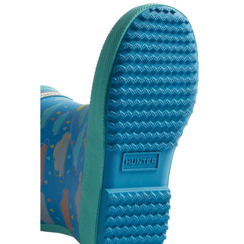 Hunter Kids Rain Cloud Boot Bottes De Pluie En Caoutchouc Bleu Avec Nuages De Pluie