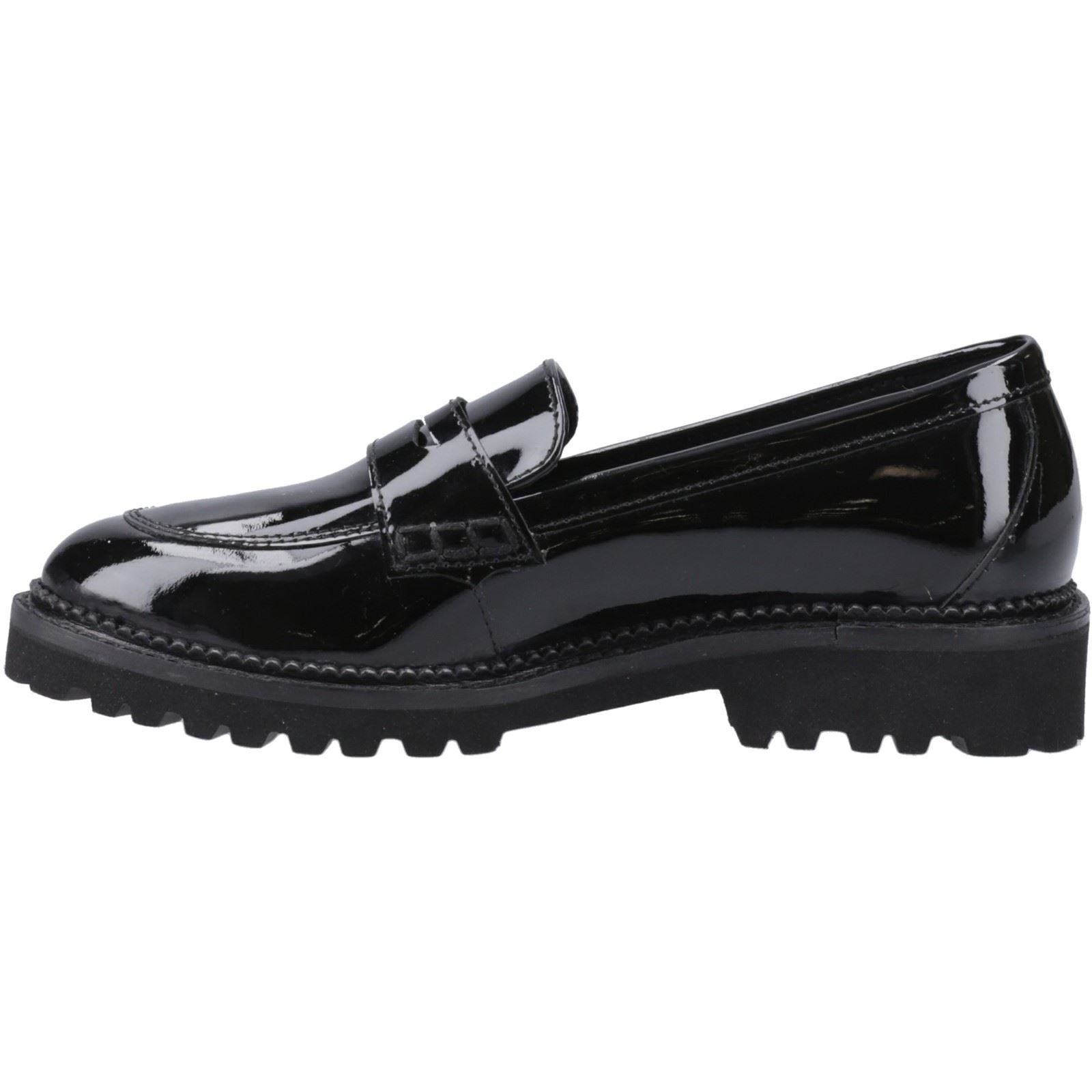 Hush Puppies Grazia Chaussures Plates Noires Pour Filles En Cuir
