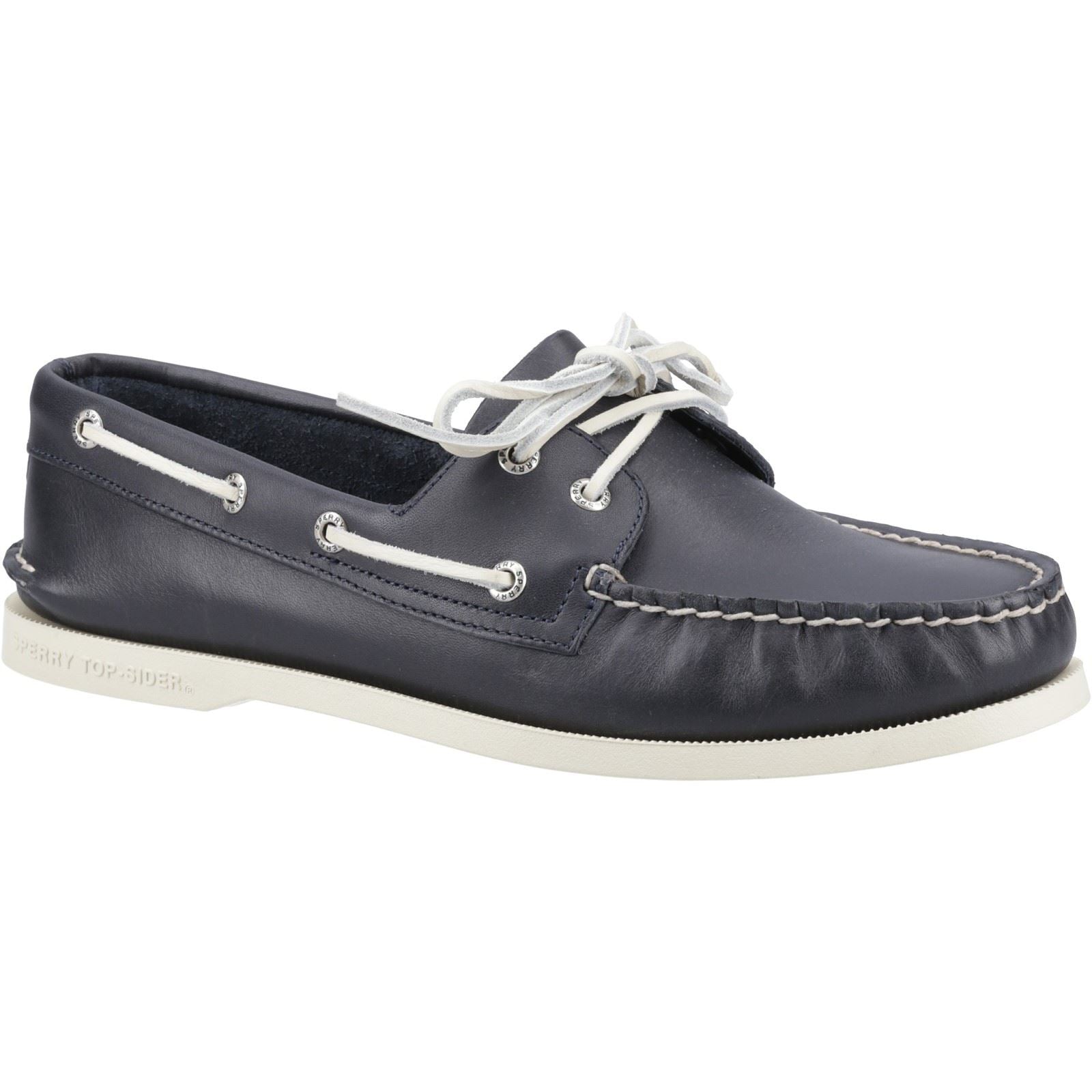 Sperry Authentic 2 Eye Chaussures Bateau Pour Hommes En Cuir Bleu Marine