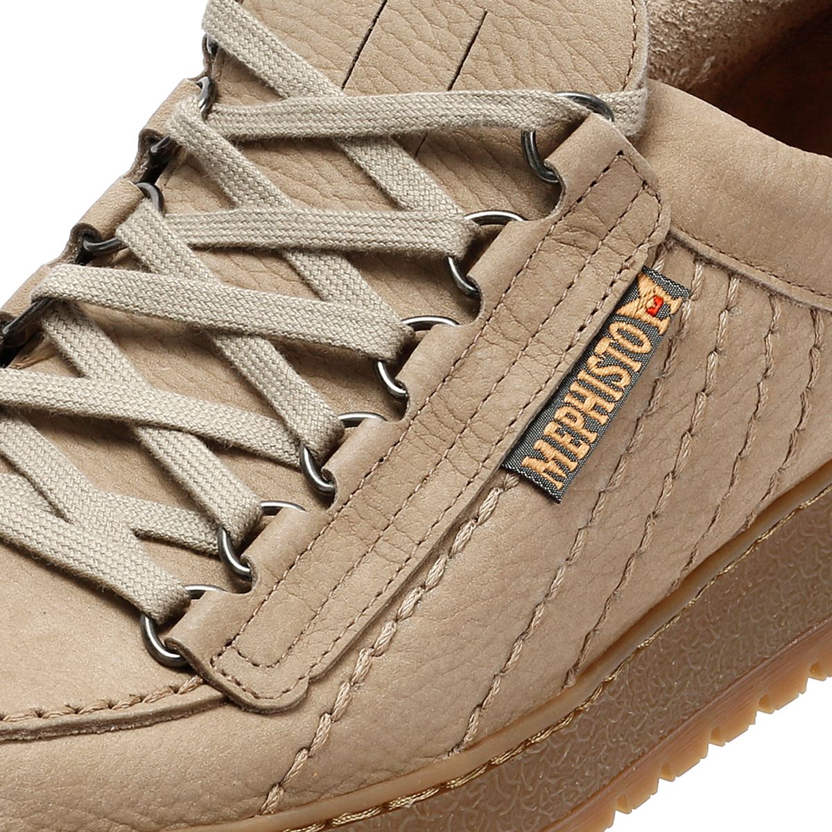 Mephisto Rainbow Sportbuck 1932/35 Chaussures À Lacets Beige En Cuir Pour Homme