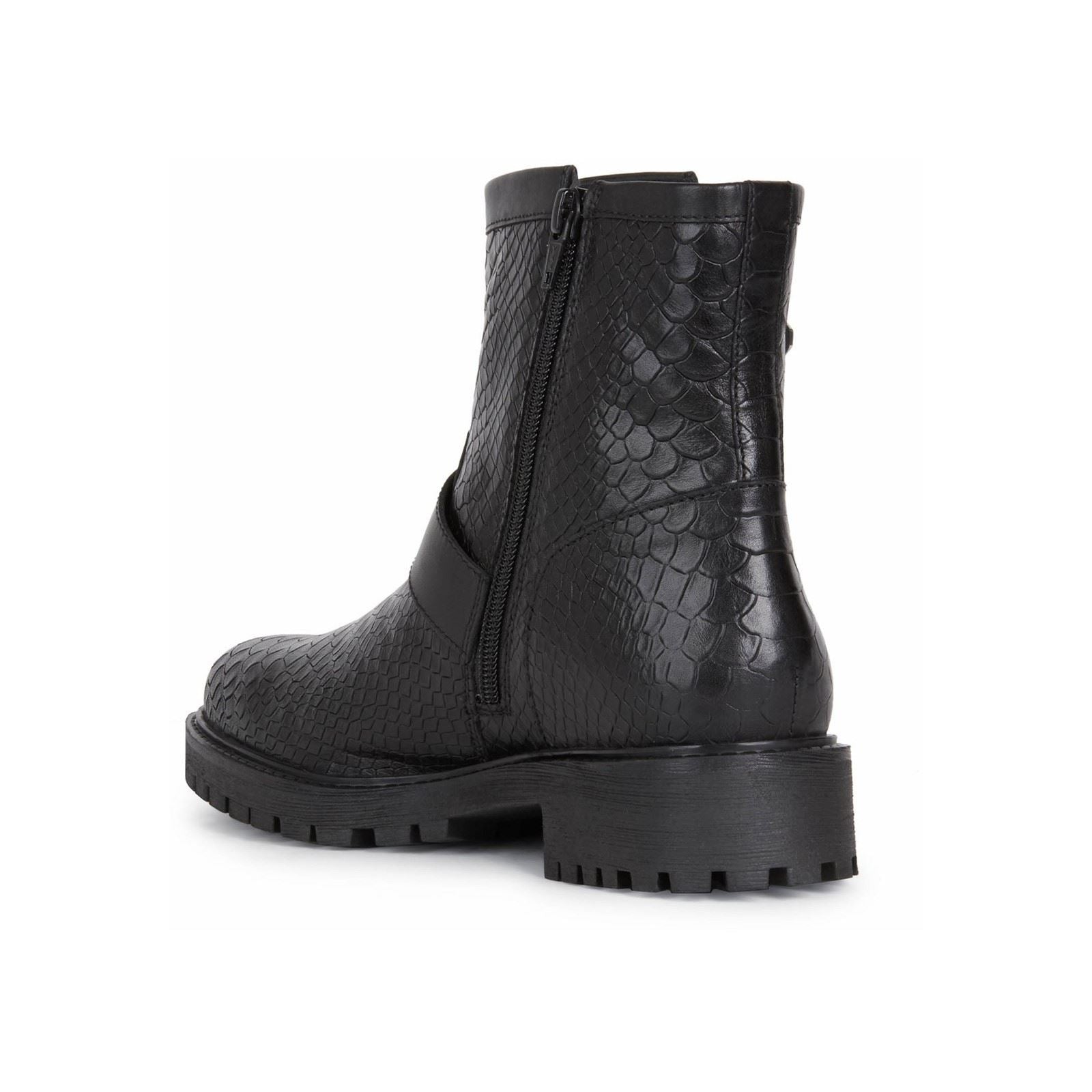 Geox Hoara Bottes En Cuir De Vache Pour Femme, Couleur Noire