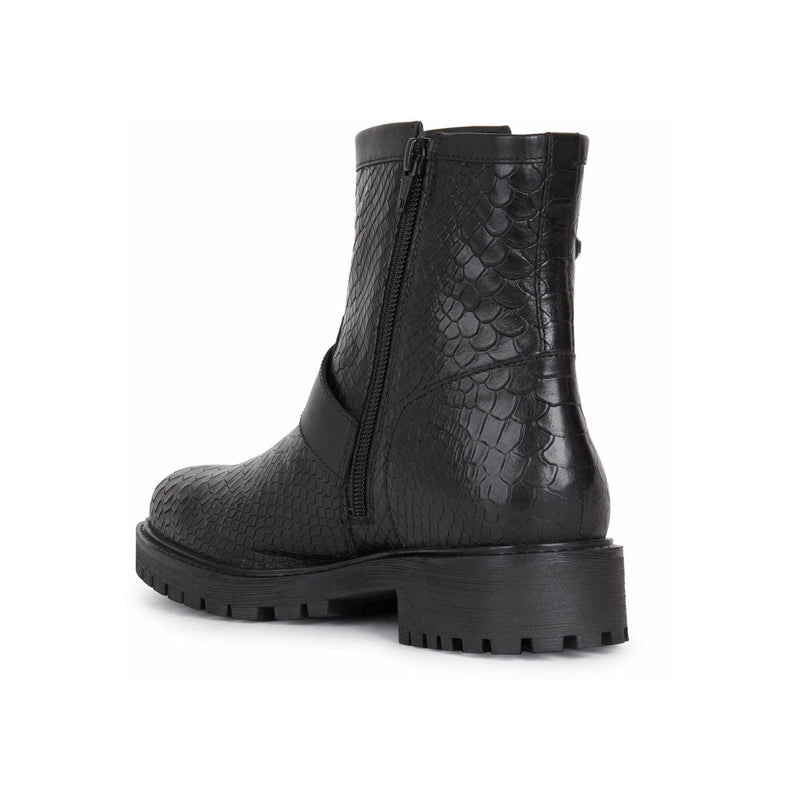 Geox Hoara Bottes En Cuir De Vache Pour Femme, Couleur Noire