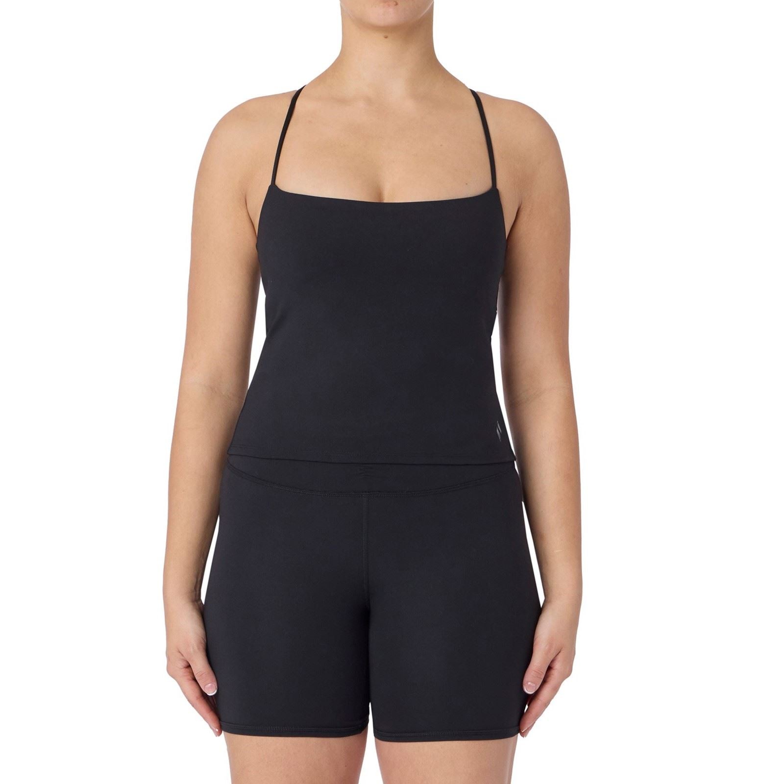 Skechers Goflex Slim Strappy Tank Débardeurs De Sport Noirs En Polyester Pour Femmes
