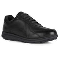 Geox U SPHERICA EC12 Baskets Noires Pour Homme En Cuir De Vachette Pleine Fleur
