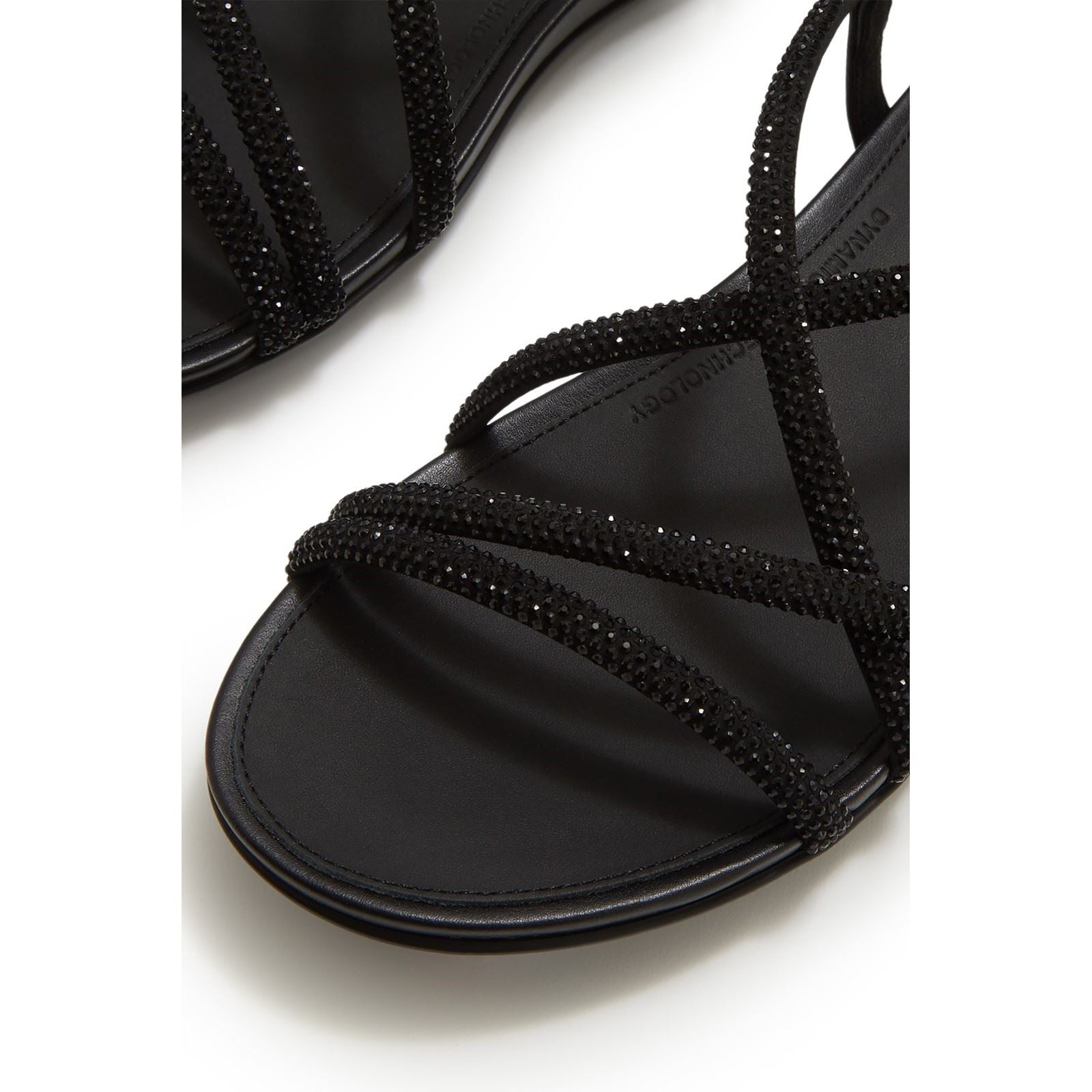 Fitflop Fino Toe-Post Sandales En Cuir Tout Noir Pour Femmes
