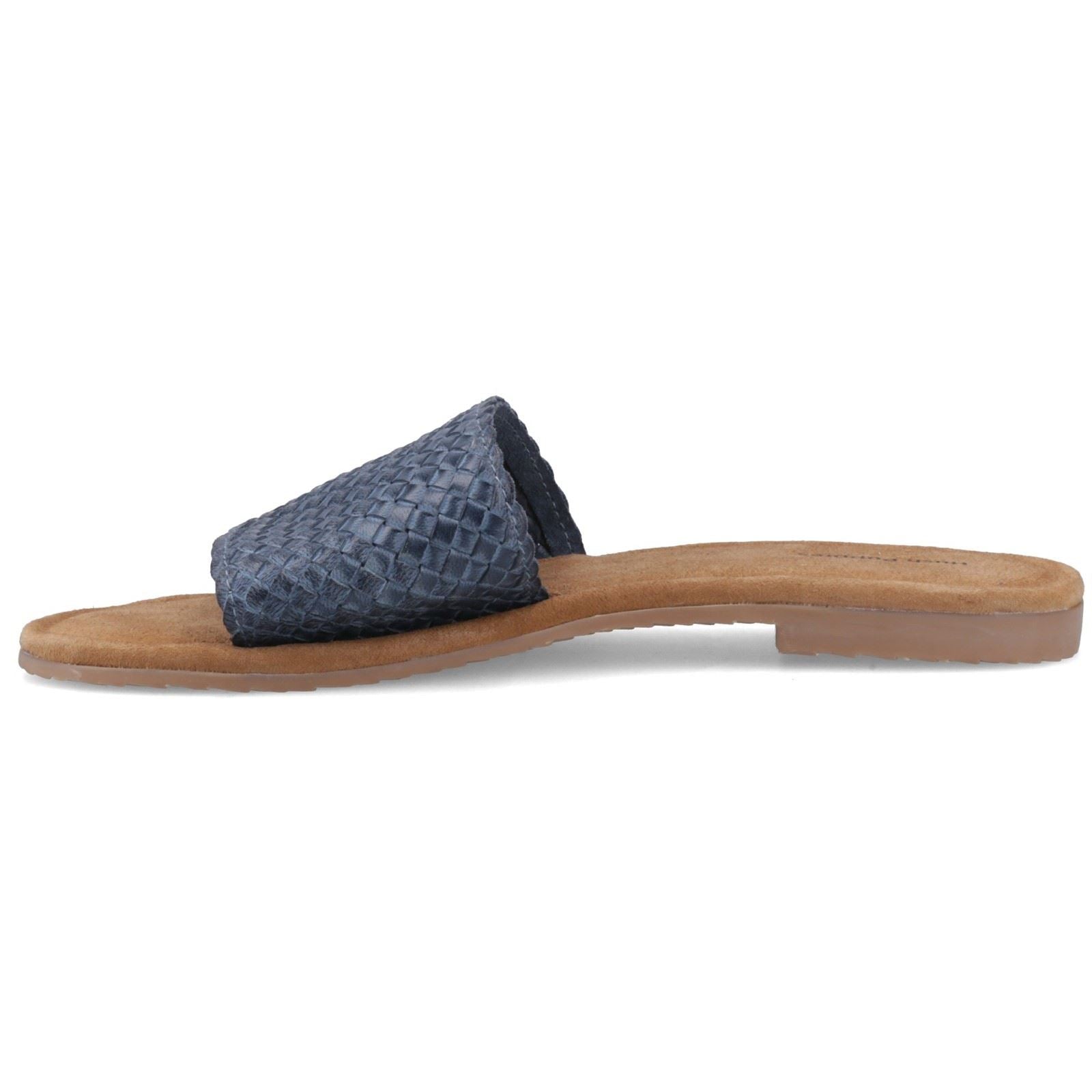 Hush Puppies Hetty Slide Sandales En Cuir Femme Navy Ajustées