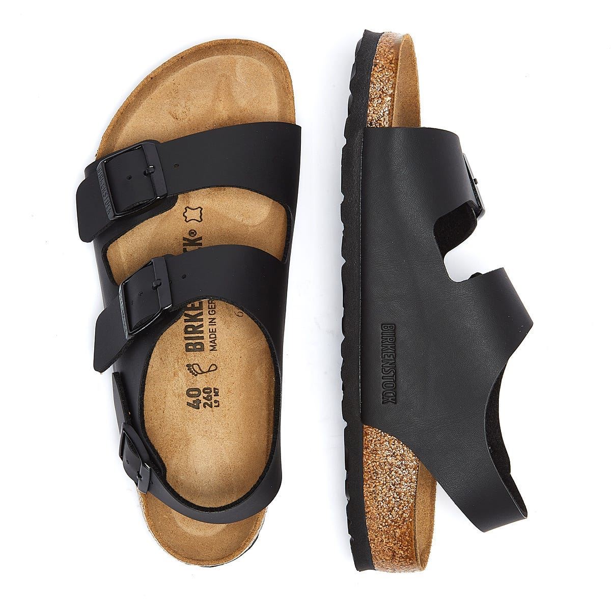 Birkenstock Sandales Noires En Birko Flor Milano
