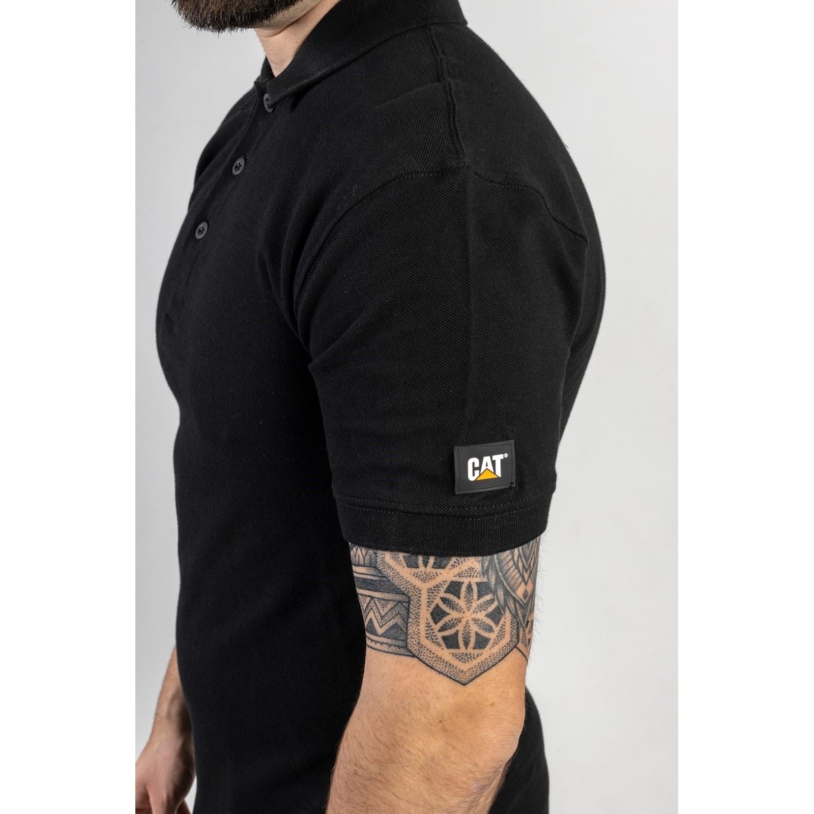 Caterpillar Essentials Polo Noir En Coton Pour Homme