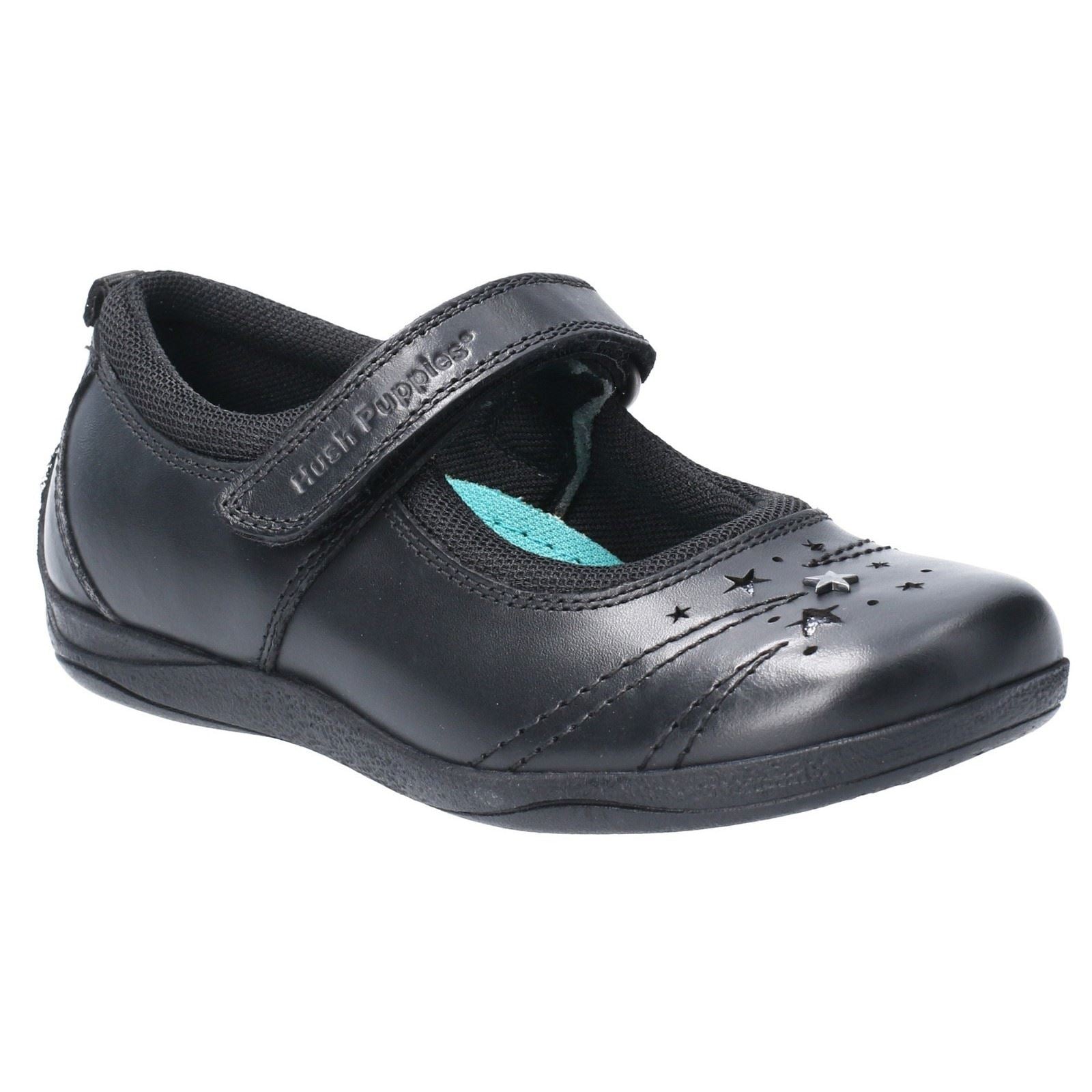 Hush Puppies Amber Senior Chaussures Noires Pour Filles En Cuir