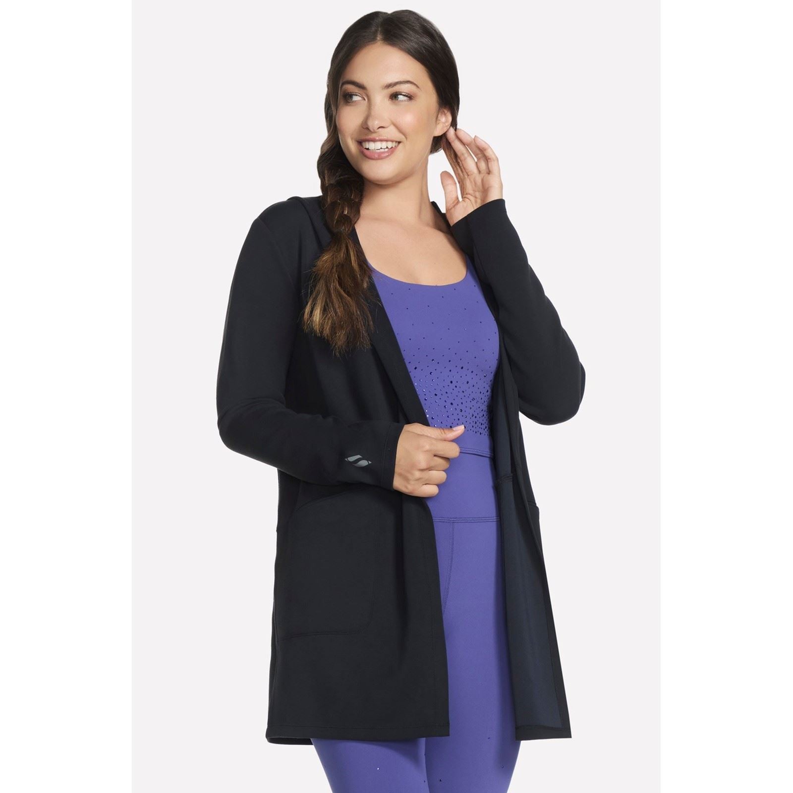 Skechers SKECHLUXE Elevate Restful Hoodigan Cardigans Noirs Pour Femmes