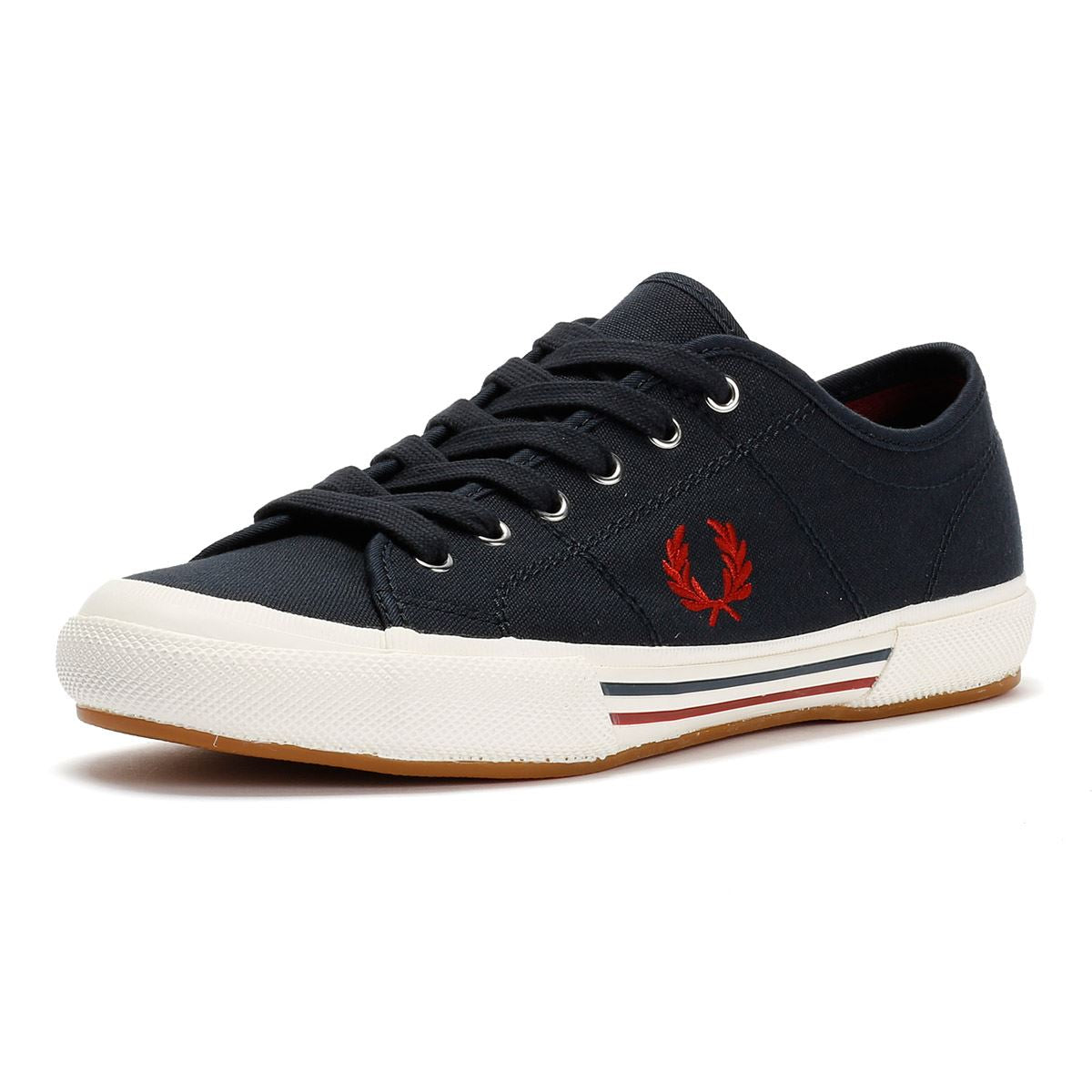 Fred Perry B708 Vintage Tennis Baskets Bleues En Toile Pour Hommes