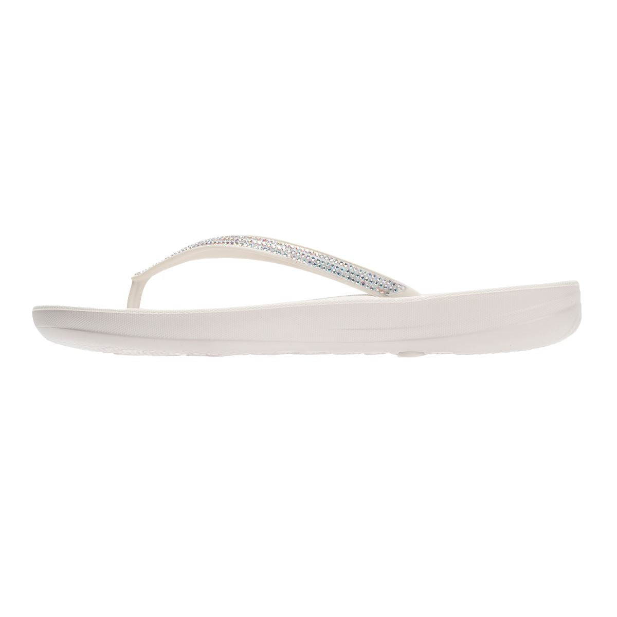FitFlop Iqushion Sparkle Tongs Blanches En Caoutchouc Pour Femmes
