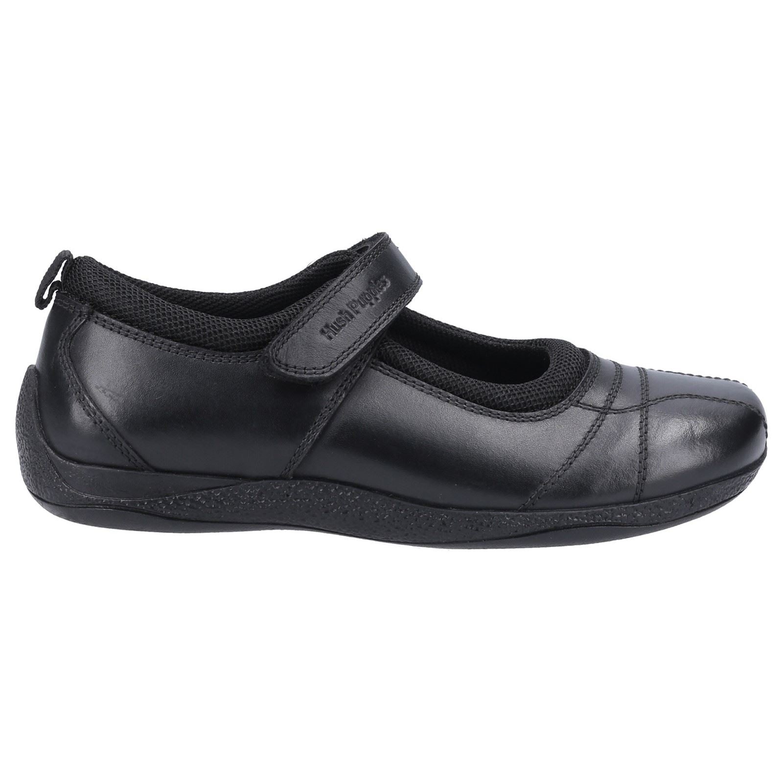 Hush Puppies Clara Junior Chaussures Noires Pour Filles En Cuir