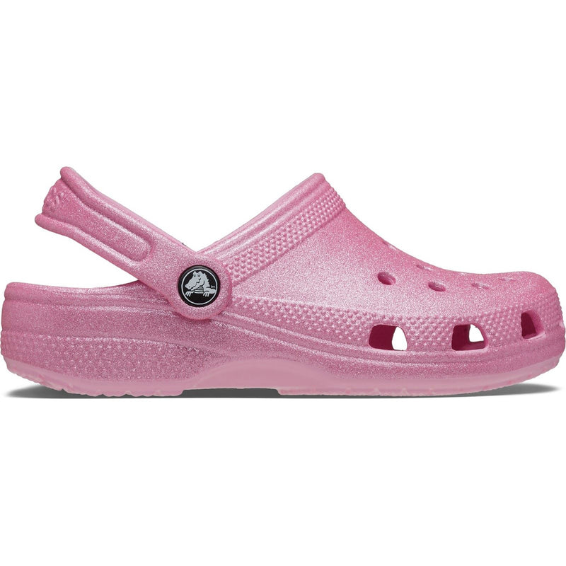 Crocs Classic Glitter Mocassins En Tweed Rose Brillant En Thermoplastique