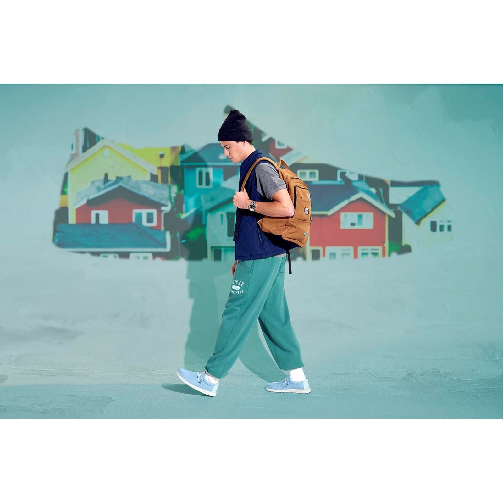 HEYDUDE Wally Stretch Sox Chaussures Mocassins En Polyester Pour Hommes, Coloris Bleu Nuage/Aube.