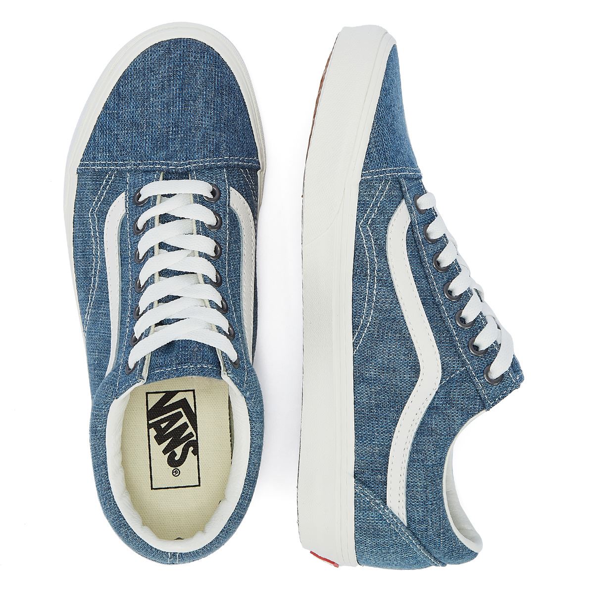 Vans Old Skool Baskets En Denim Bleu/Blanc À Motif En Filigrane