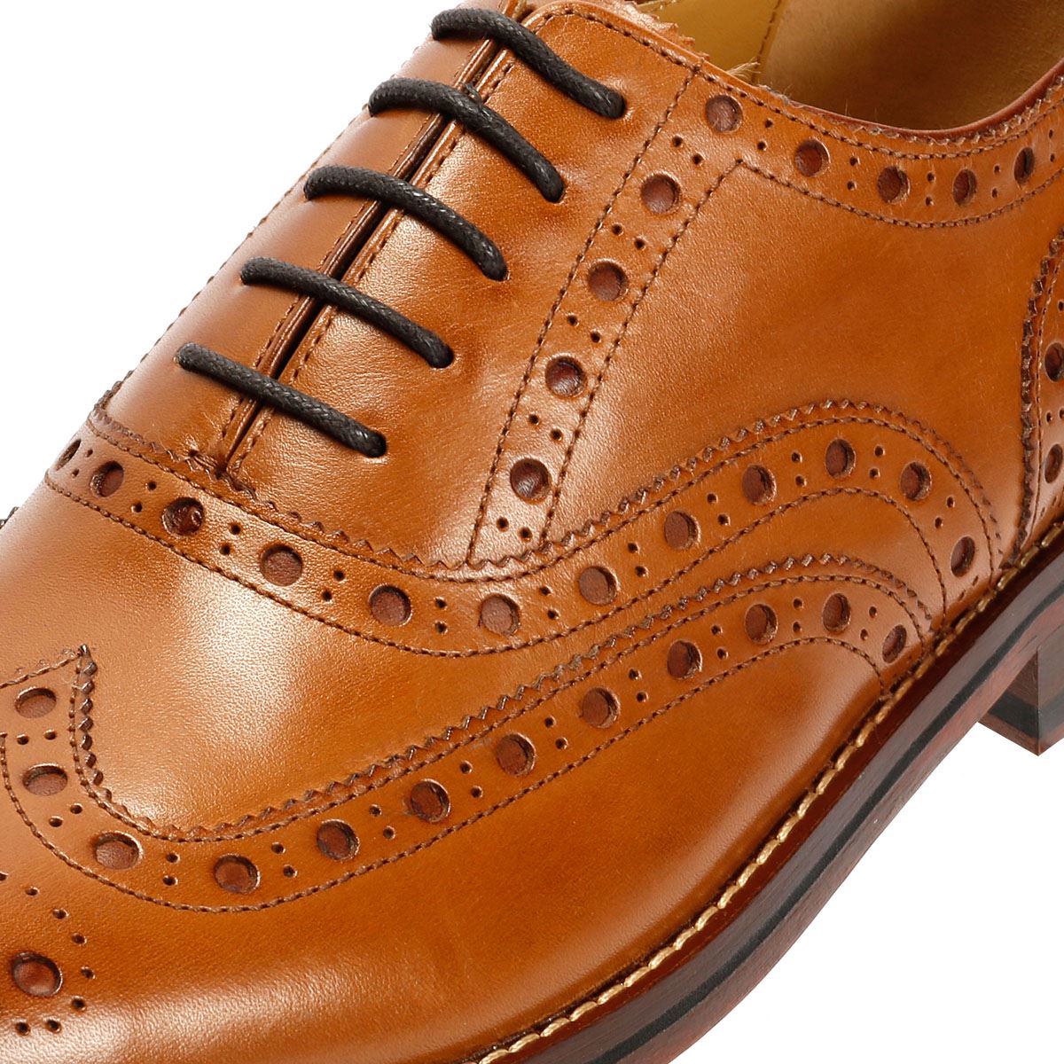 Chapman & Moore Oxford Brogue Chaussures En Cuir Pour Hommes Brunes À Lacets