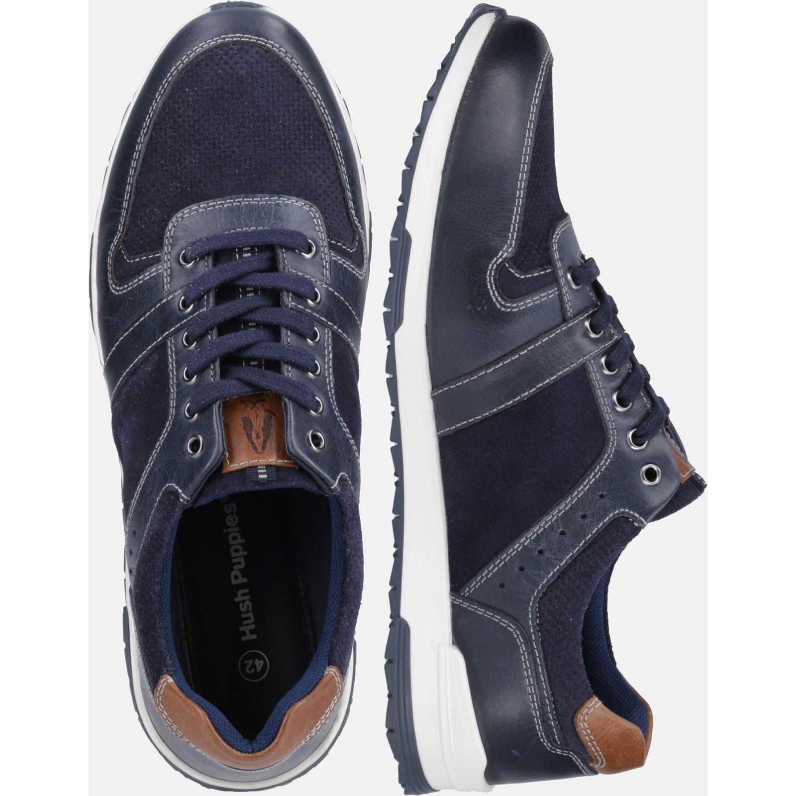Hush Puppies Christopher Baskets En Cuir Pour Homme, Bleu Marine.