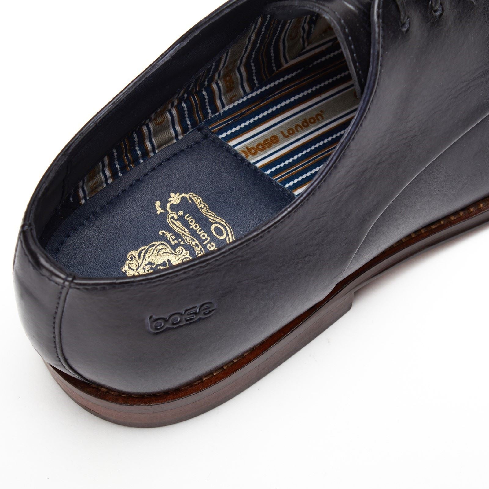 Base London Marley Derby Chaussures À Lacets En Cuir Pour Hommes, Bleu Marine