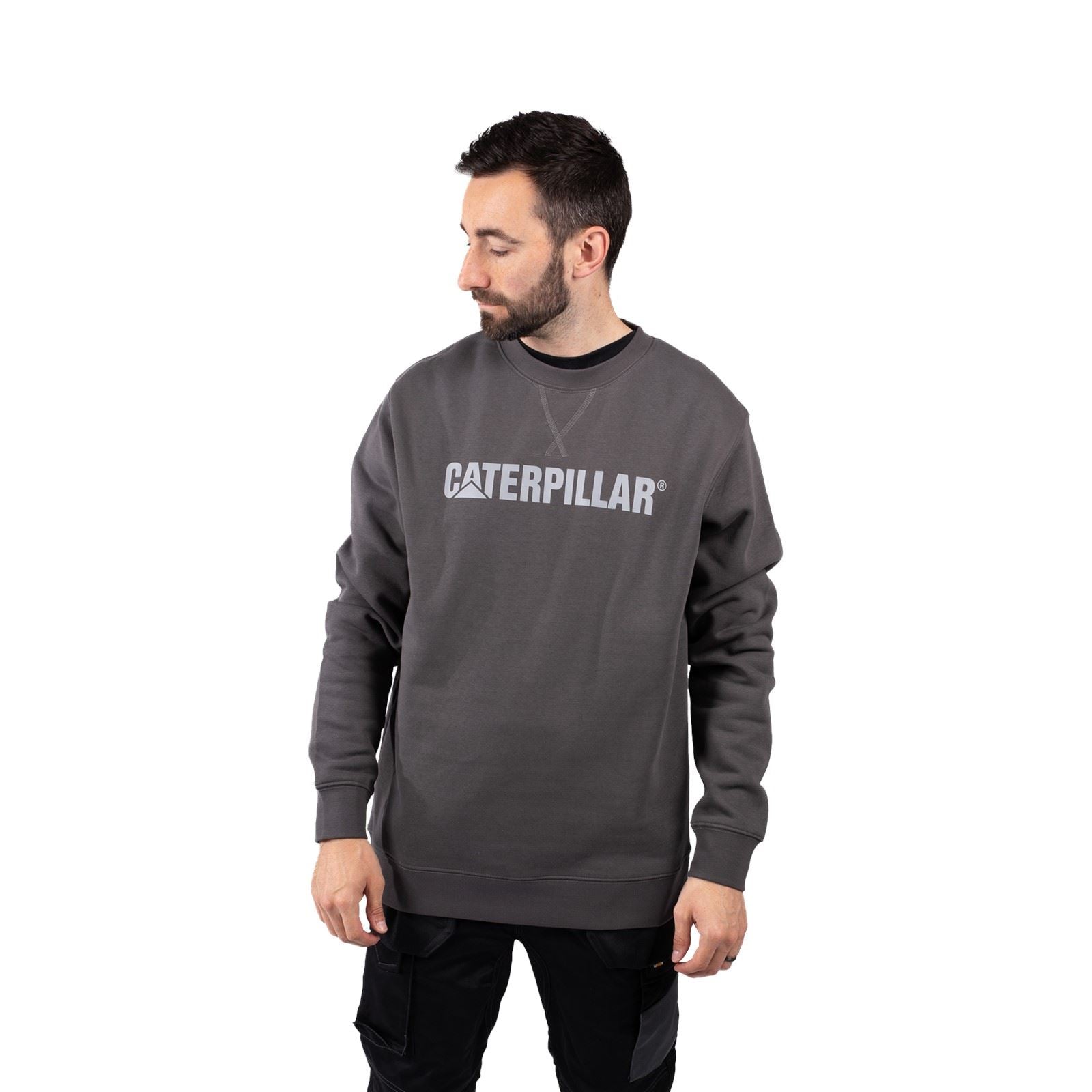 Caterpillar Midweight Crewneck Sweatshirt En Coton Pour Homme Gris