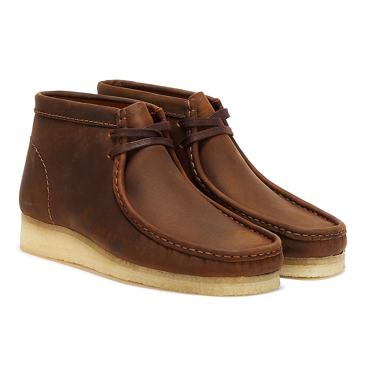 Clarks Originals Wallabee Leather Mens Beeswax Brown Boots