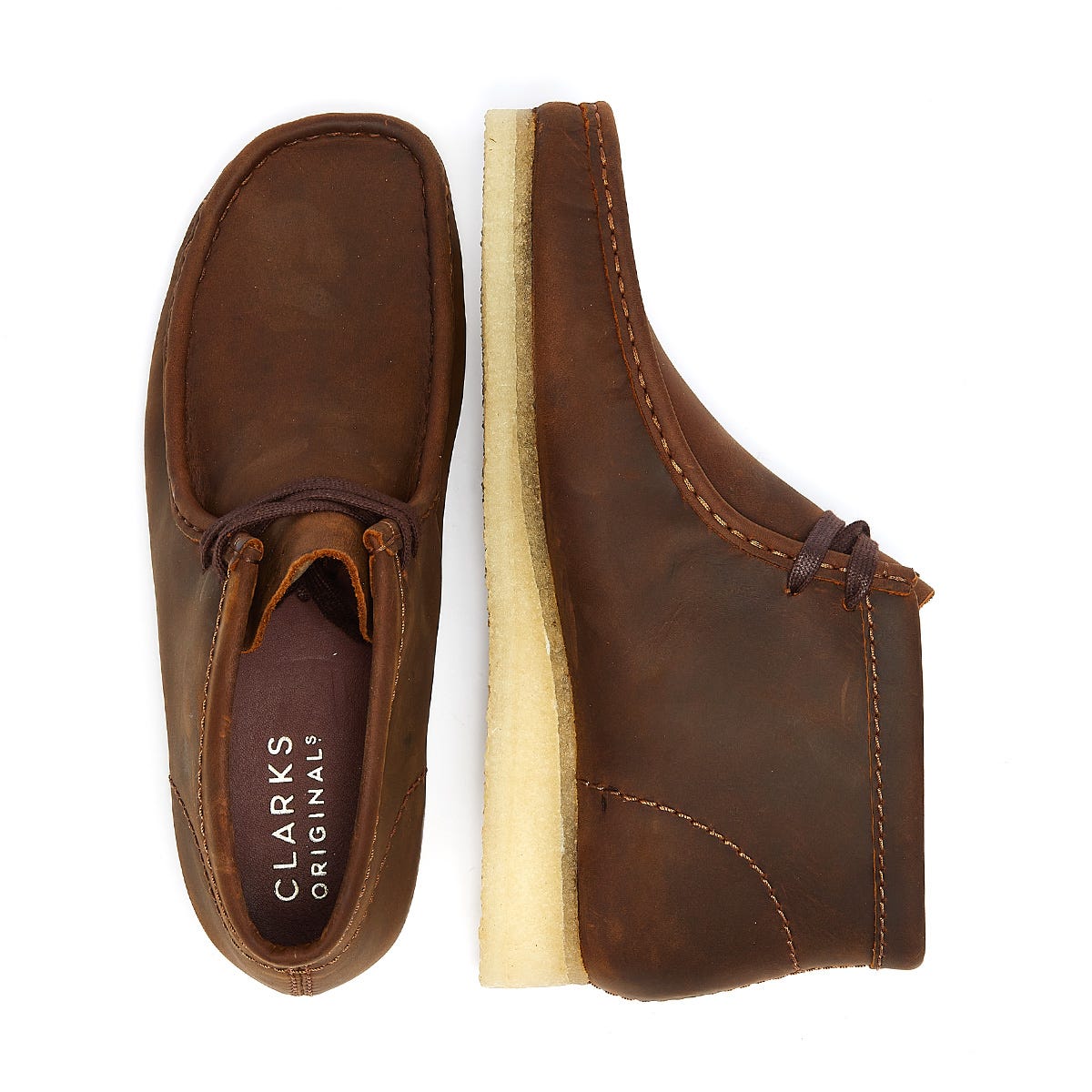 Clarks Originals Wallabee Leather Mens Beeswax Brown Boots