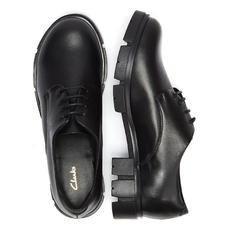 Clarks Teala Lace Leather Womens Black Shoes