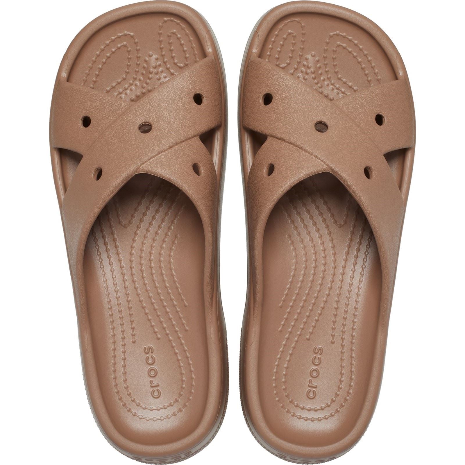 Crocs Classic Cross Strap Sandales En Chocolat Au Lait Pour Femme En Thermoplastique