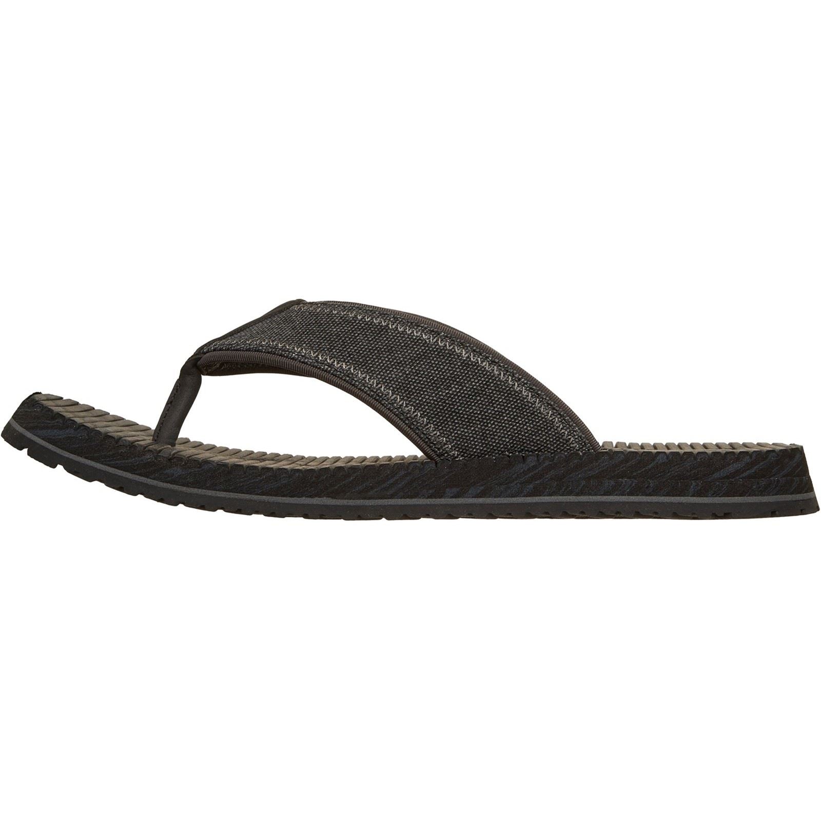 Skechers Quill Tongs Noires En Textile Pour Homme