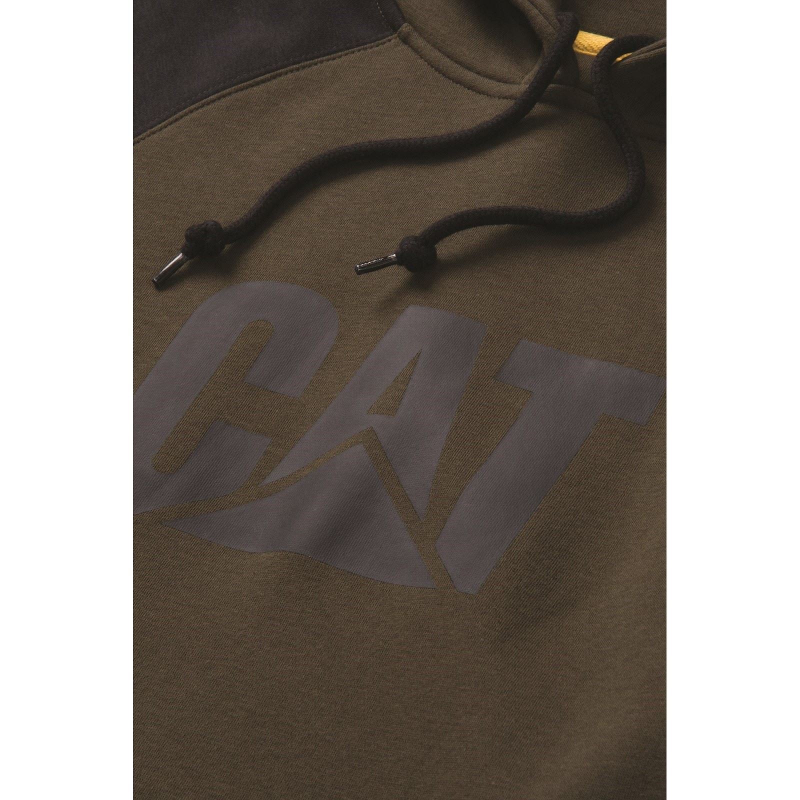 Caterpillar Raglan Sweat À Capuche Vert En Coton Pour Homme
