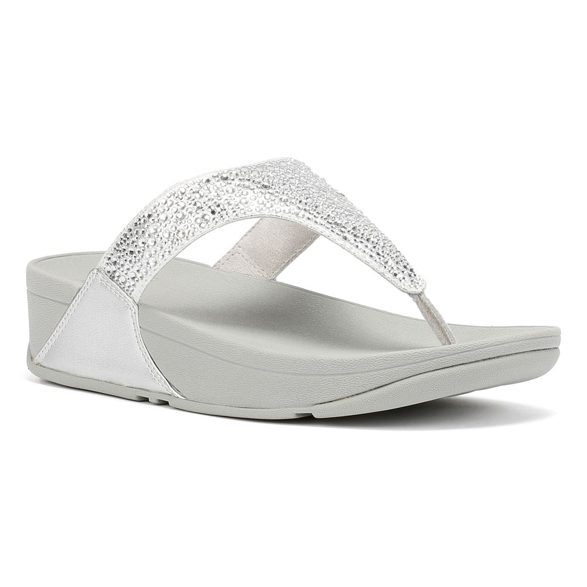 FitFlop Lulu Crystal Mix Sandales Argentées Pour Femmes