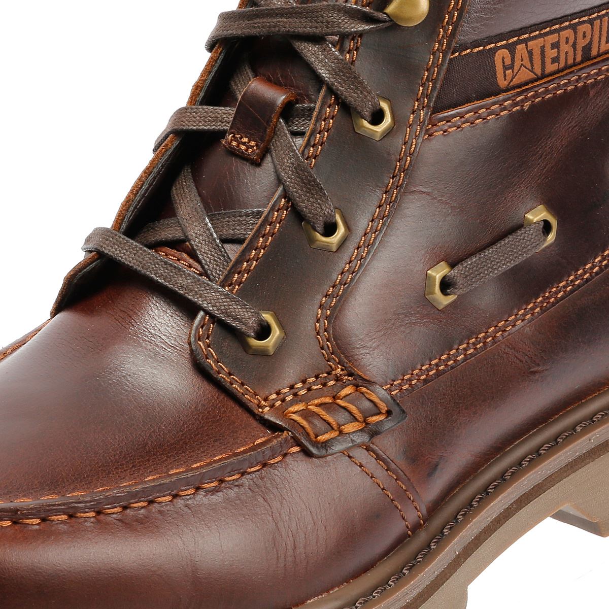 Caterpillar Colorado Boat Mid Bottes En Cuir Pour Hommes Marron