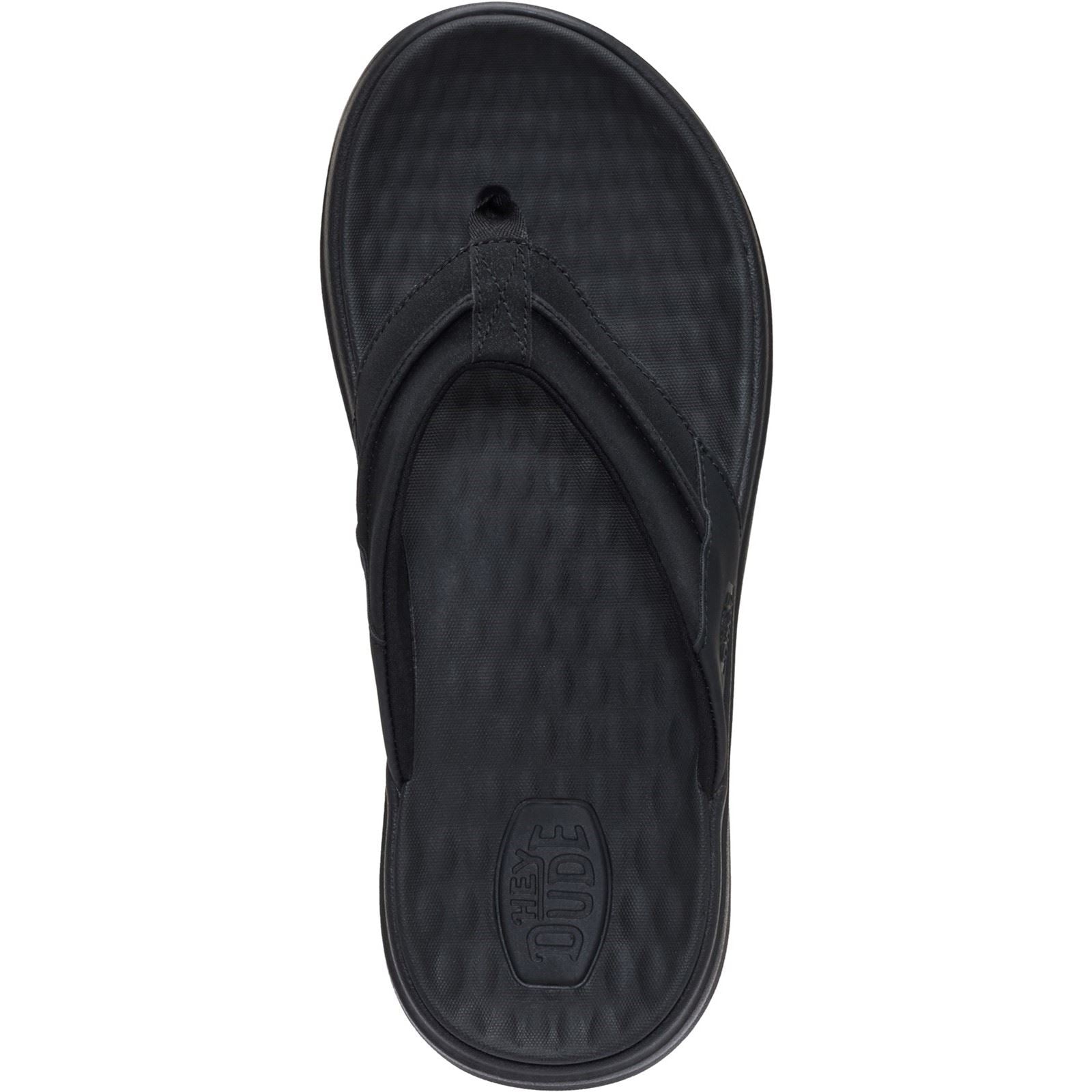 HEYDUDE Finn Flip Sandales Noires Pour Hommes En Polyuréthane