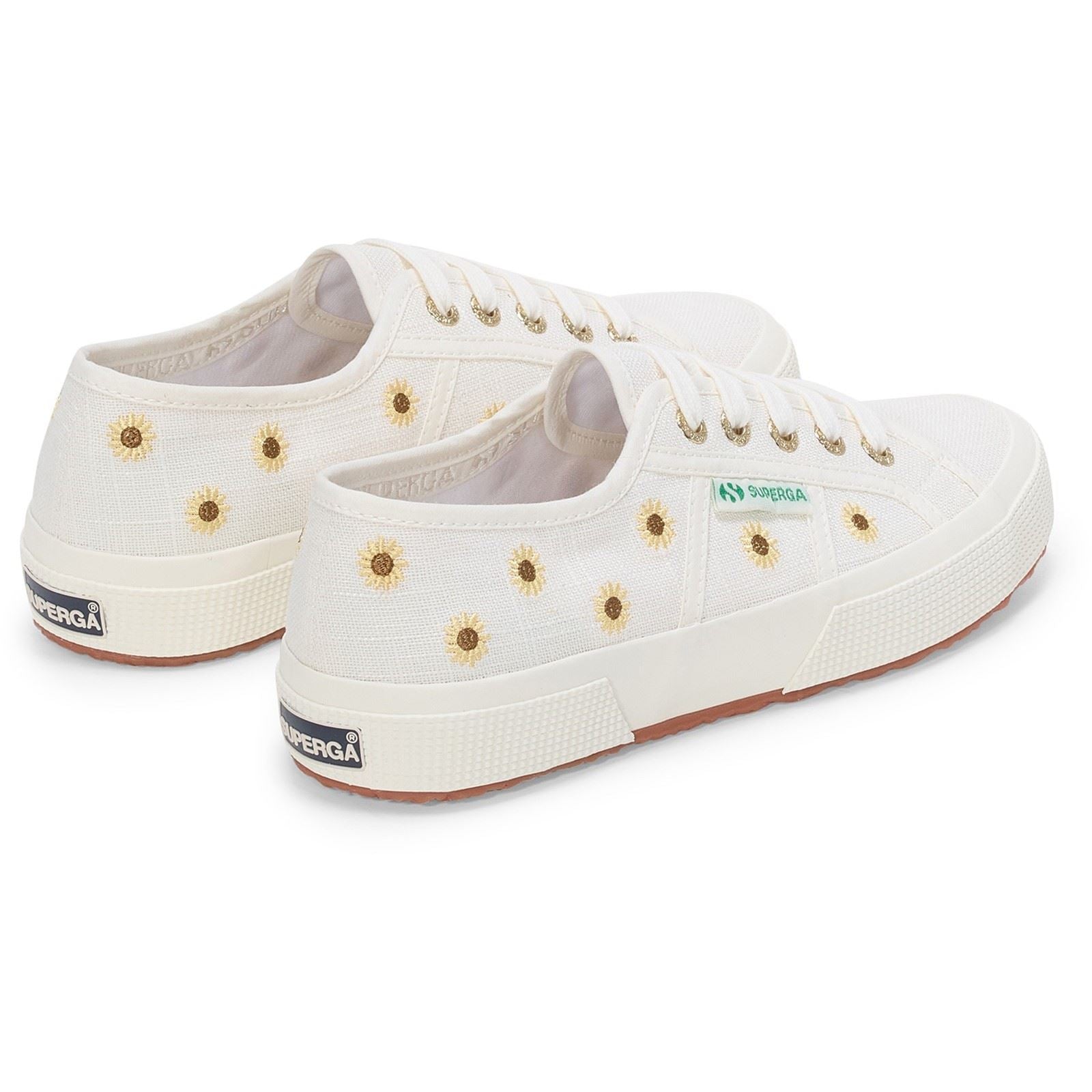 Superga Embroidery Linen Sunflower Chaussures De Sport Blanches Pour Femmes En Lin