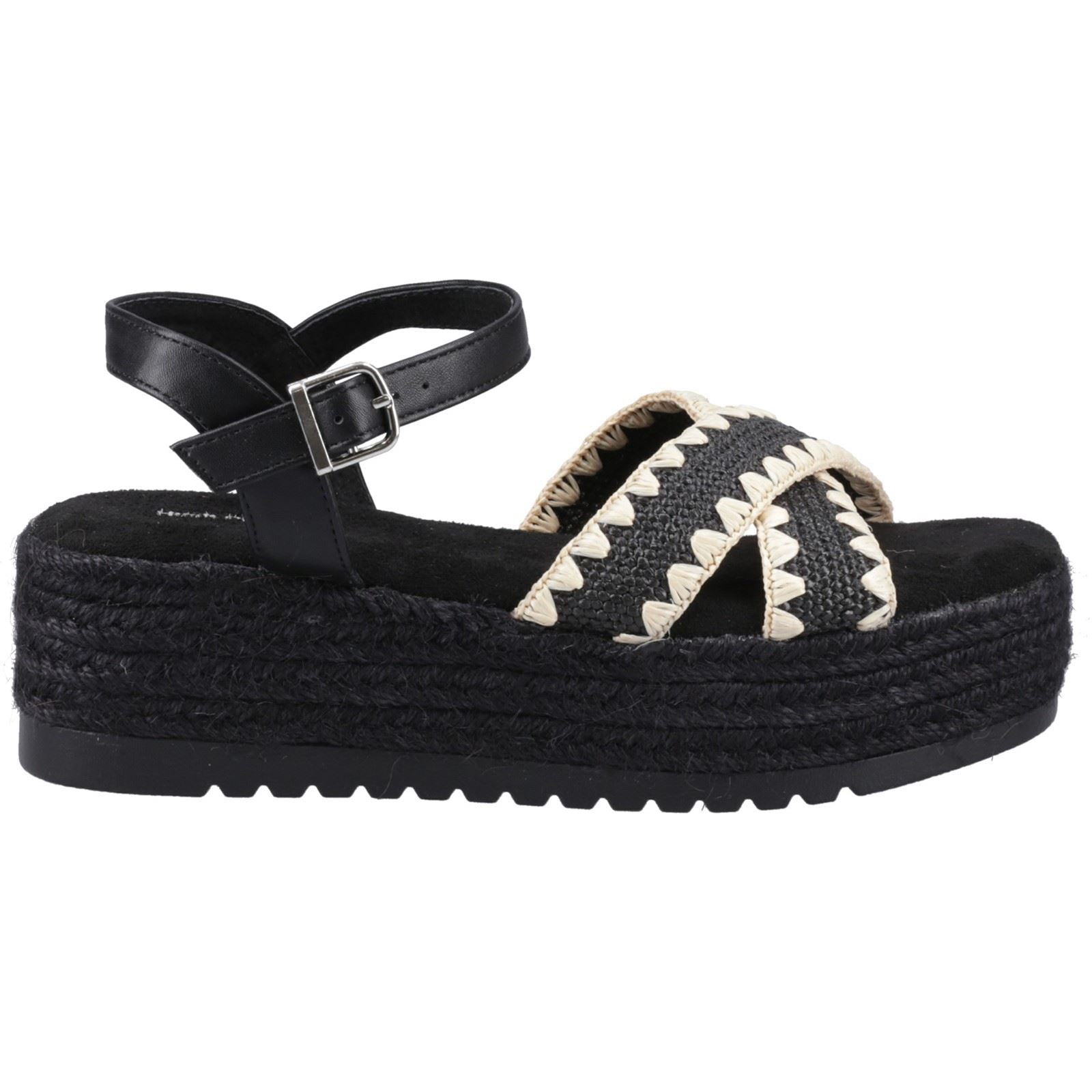 Hush Puppies Jemma Espadrille Sandales Pour Femmes En Polyuréthane Noir