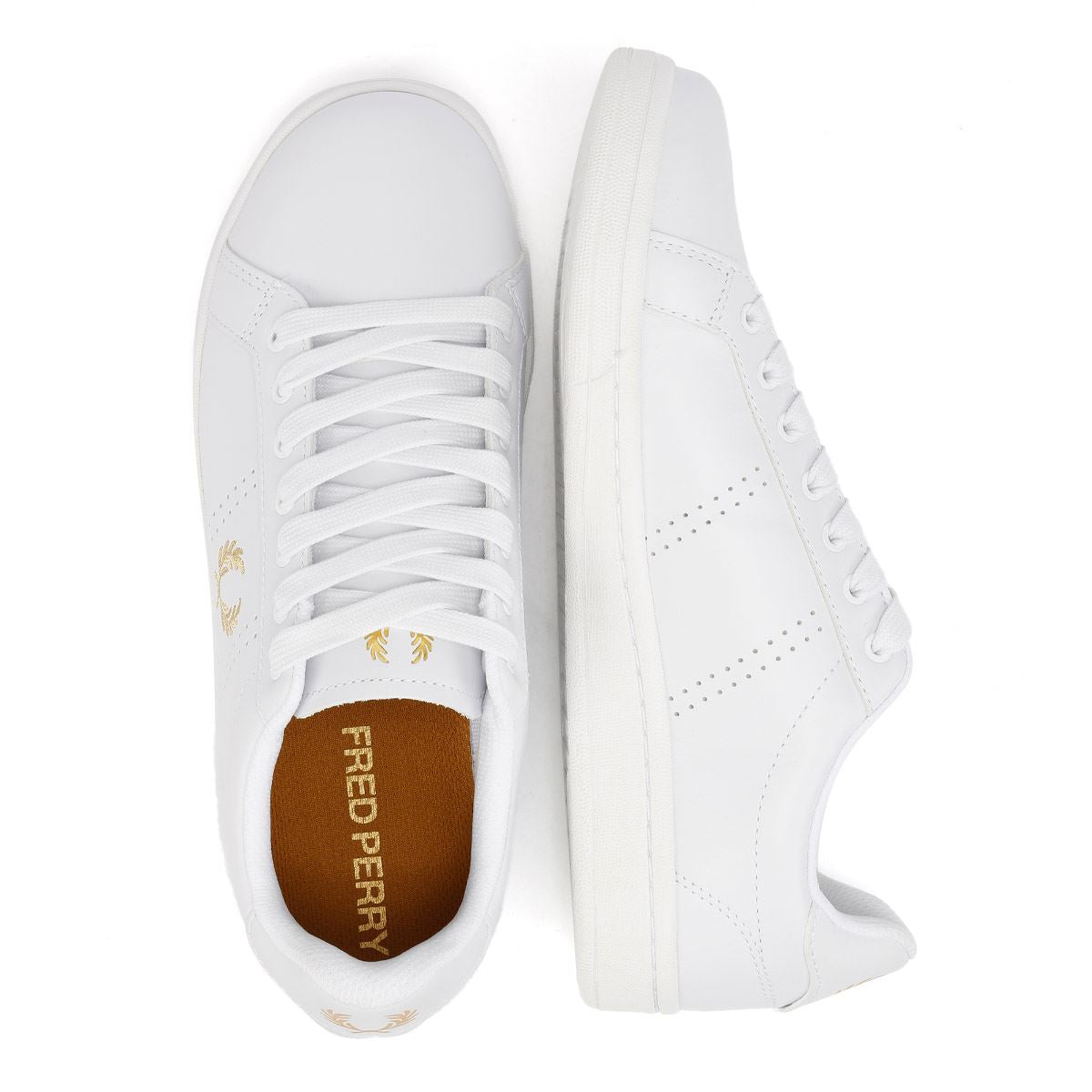 Fred Perry Cupsole Baskets Blanches En Cuir Pour Hommes