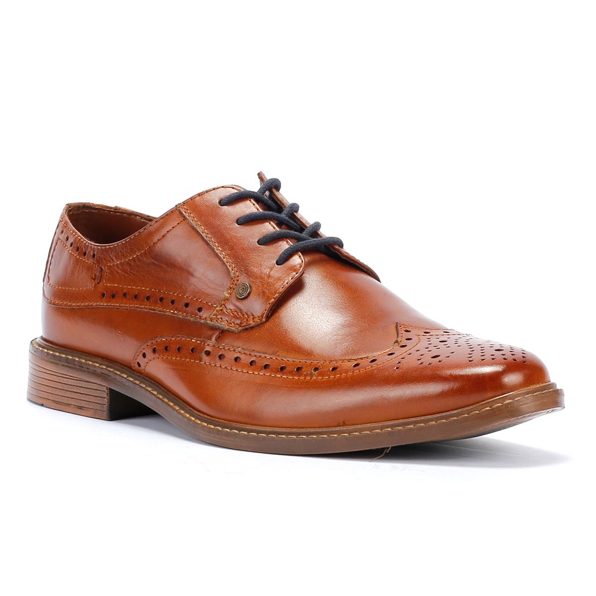 Lambretta Harvey Brogue Chaussures À Lacets En Cuir Beige Pour Hommes