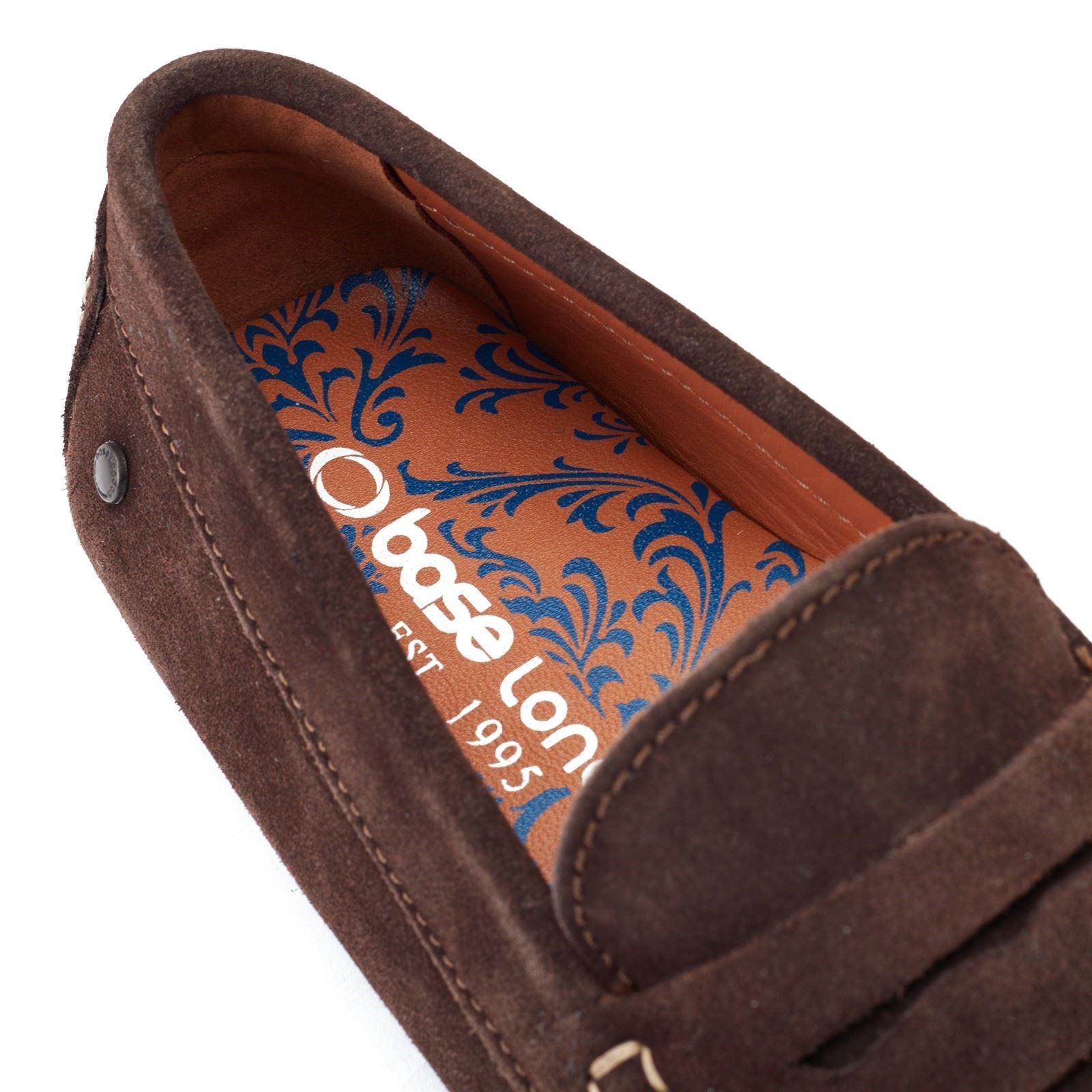 Base London Collins Chaussures Mocassins Pour Hommes En Cuir Marron Foncé