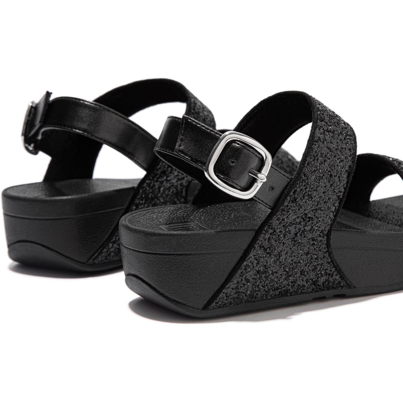 Fitflop Lulu Glitter Sandales À Paillettes Noires En Polyuréthane Pour Femmes