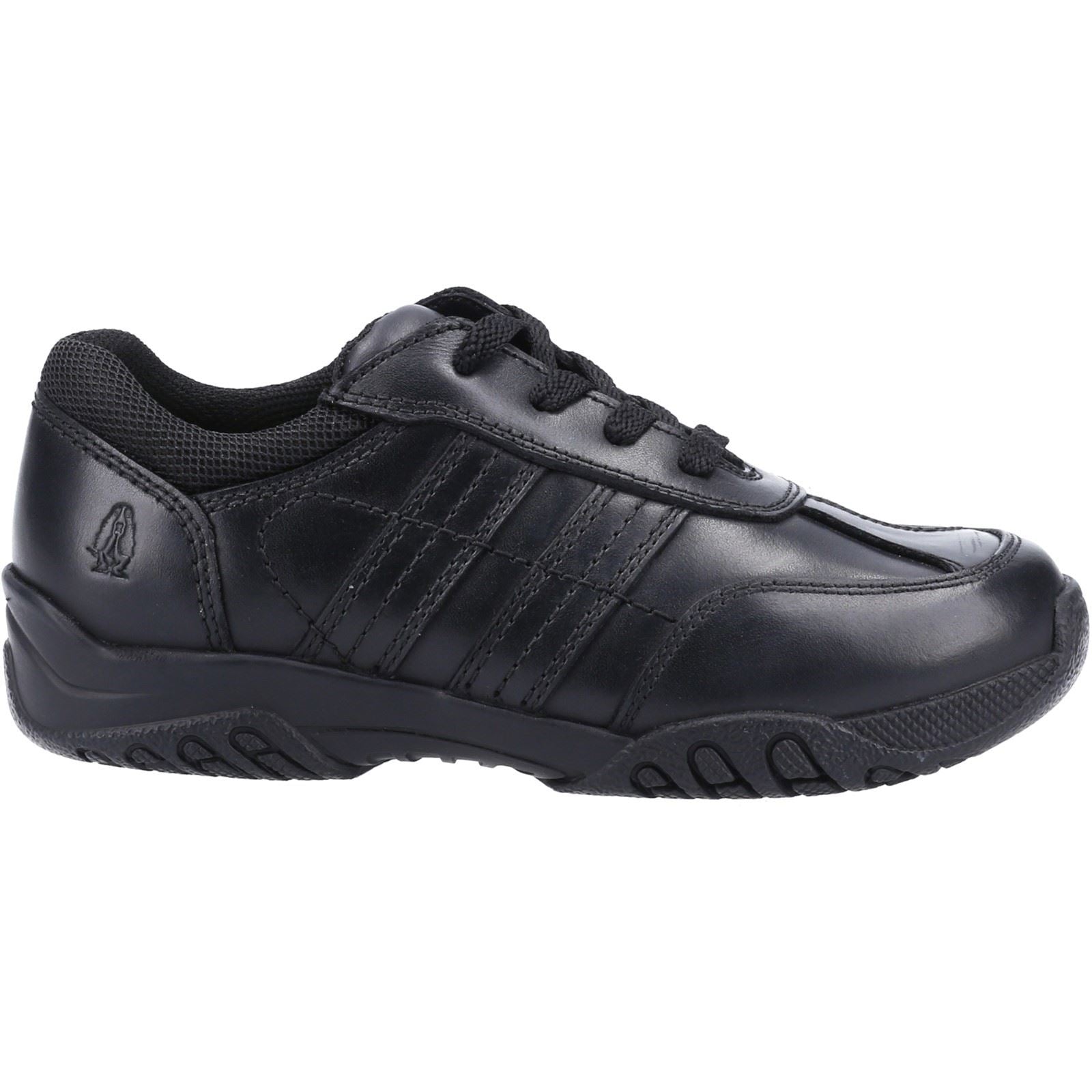 Hush Puppies Jezza 2 Chaussures Noires Pour Garçons En Cuir À Lacets
