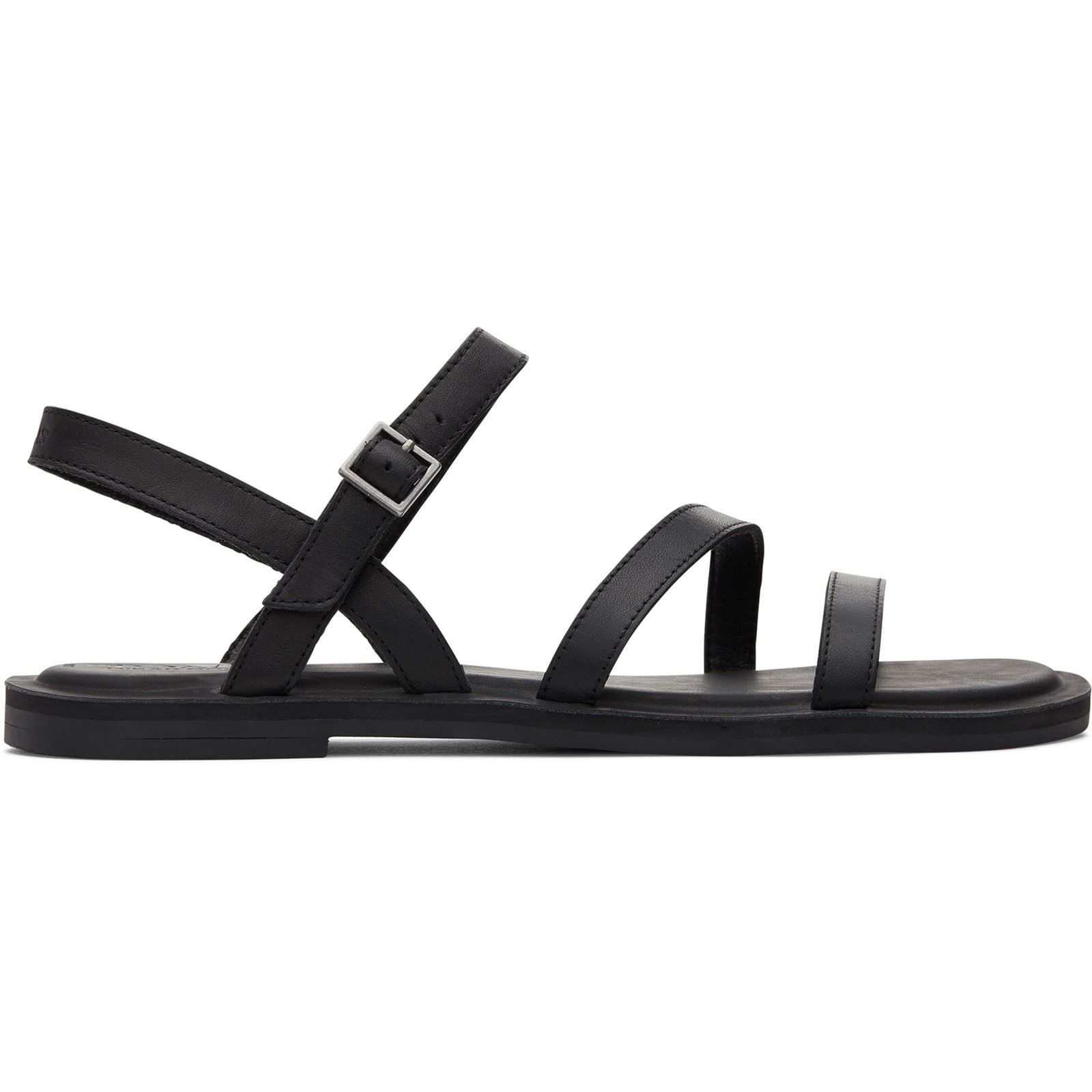 TOMS Kira Sandales Noires En Cuir Pour Femmes