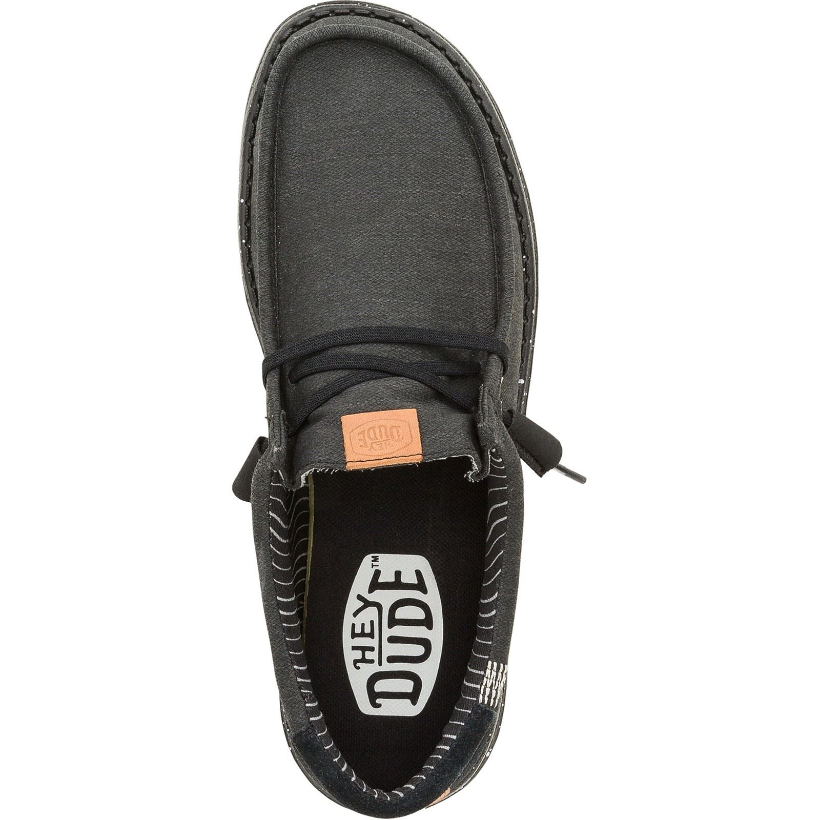 HEYDUDE Wally Elevated Basics Chaussures De Bateau Noires En Tissu Pour Hommes