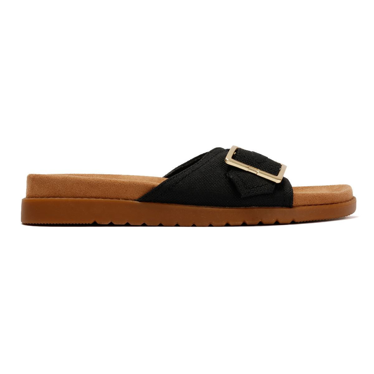 TOMS Marin Slide Sandales Noires En Toile Pour Femmes