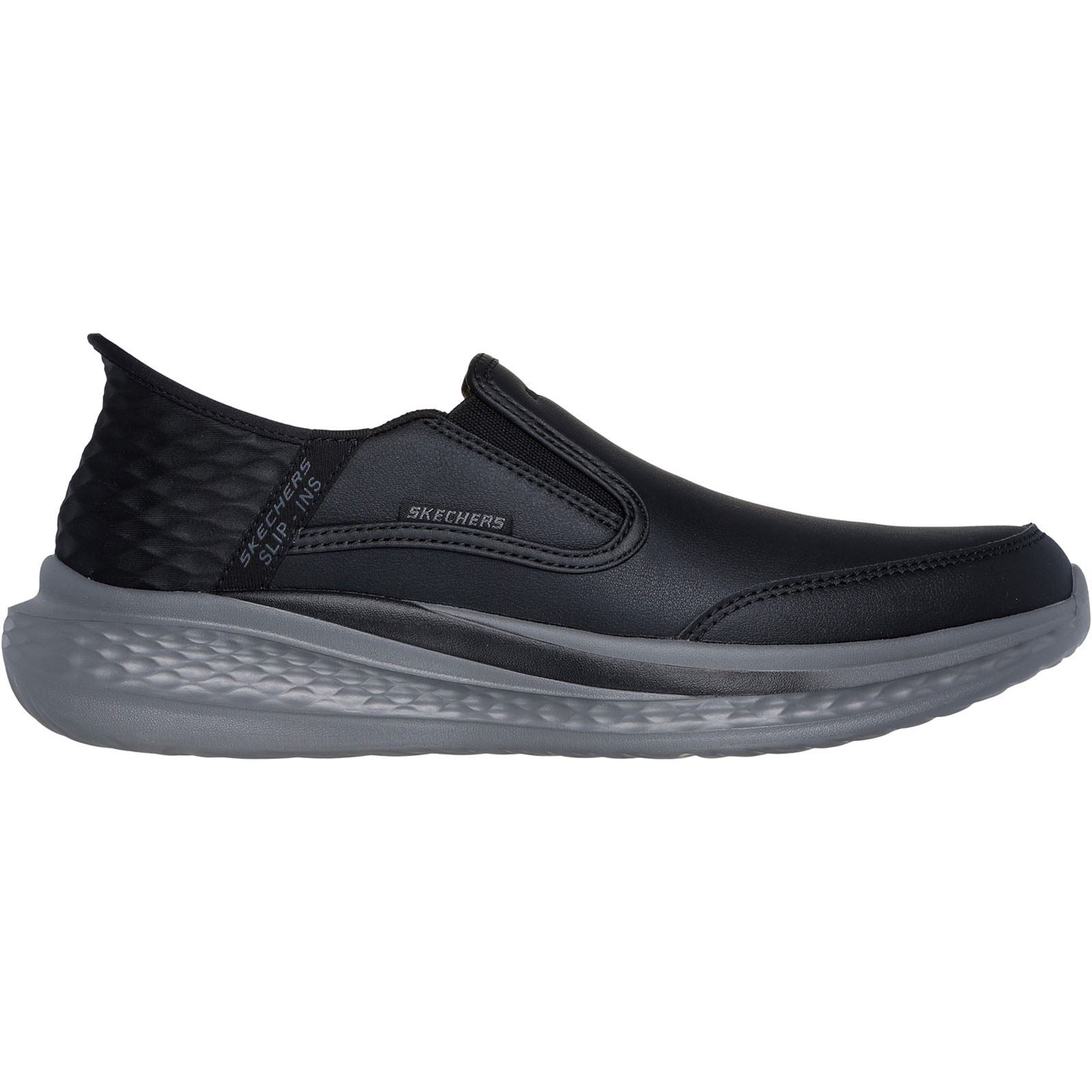 Skechers Slade Cooper Chaussures Mocassins Noires En Cuir Pour Hommes