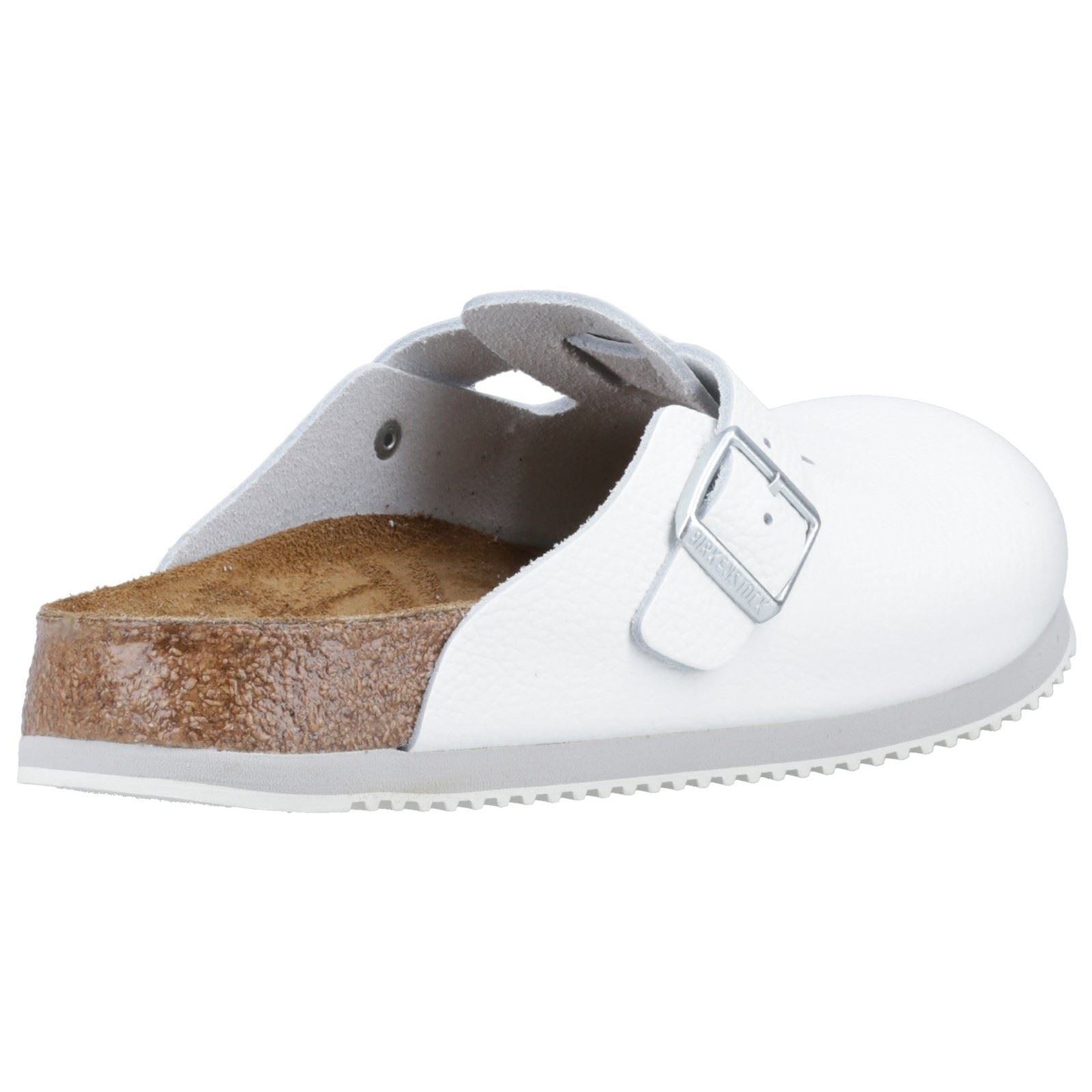 Birkenstock Boston Sabots Blancs En Cuir Pour Hommes
