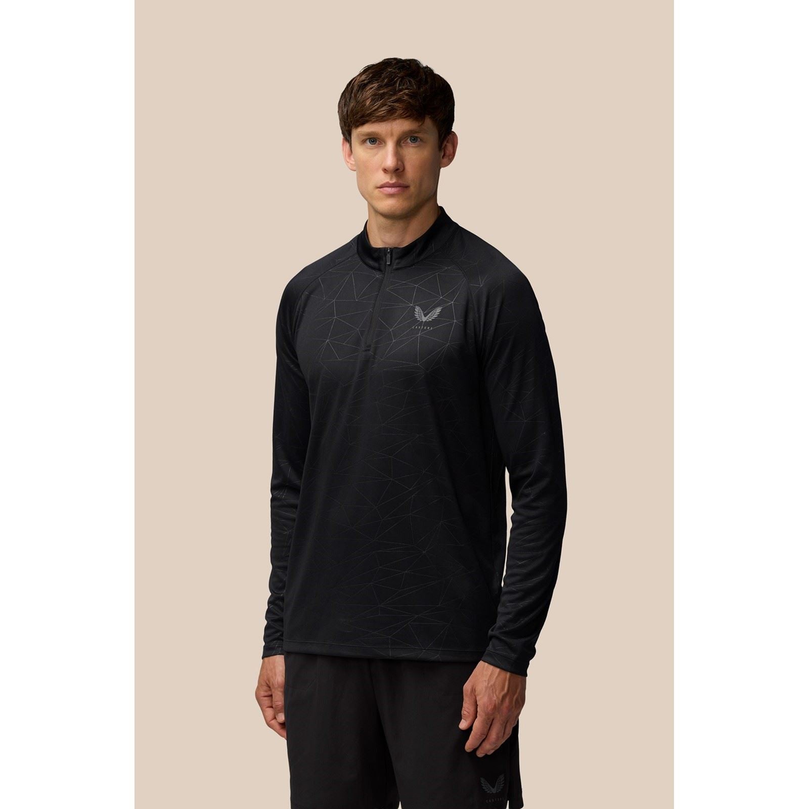 Castore Adapt Training 1/4 Zip Top T-Shirts De Sport Actifs Pour Hommes En Polyester Noir