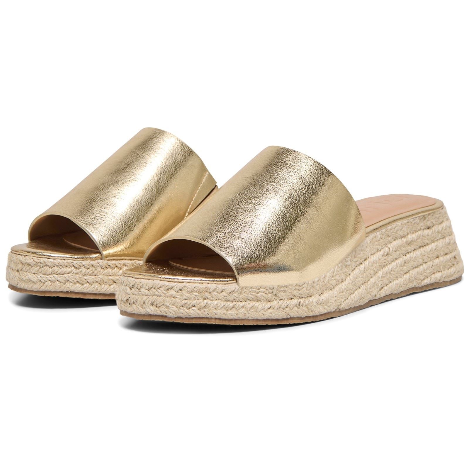 ONLY MINERVA 3 Mules Dorées Pour Femmes En Synthétique