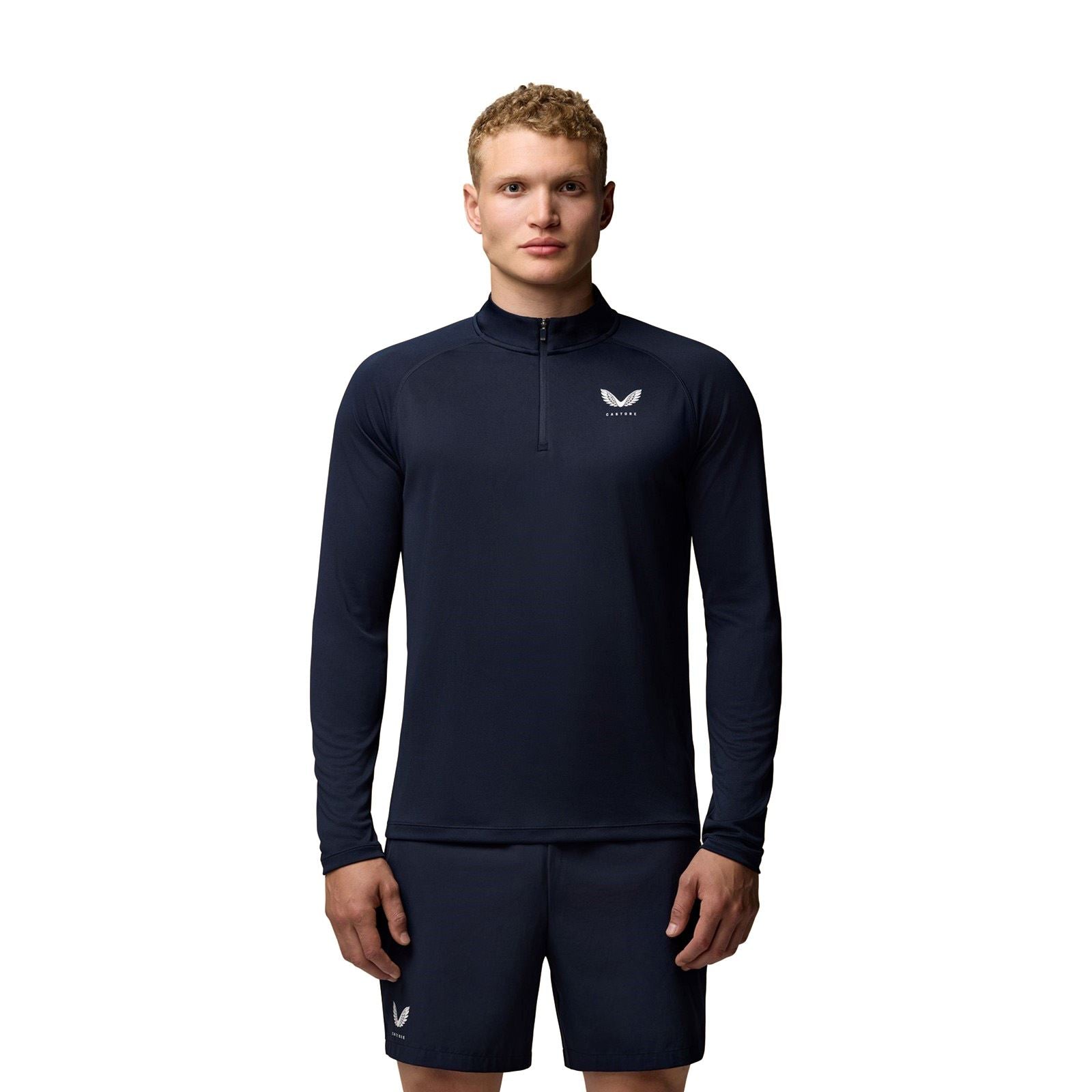 Castore Adapt Training 1/4 Zip Top T-Shirts De Sport Pour Hommes En Polyester Bleu