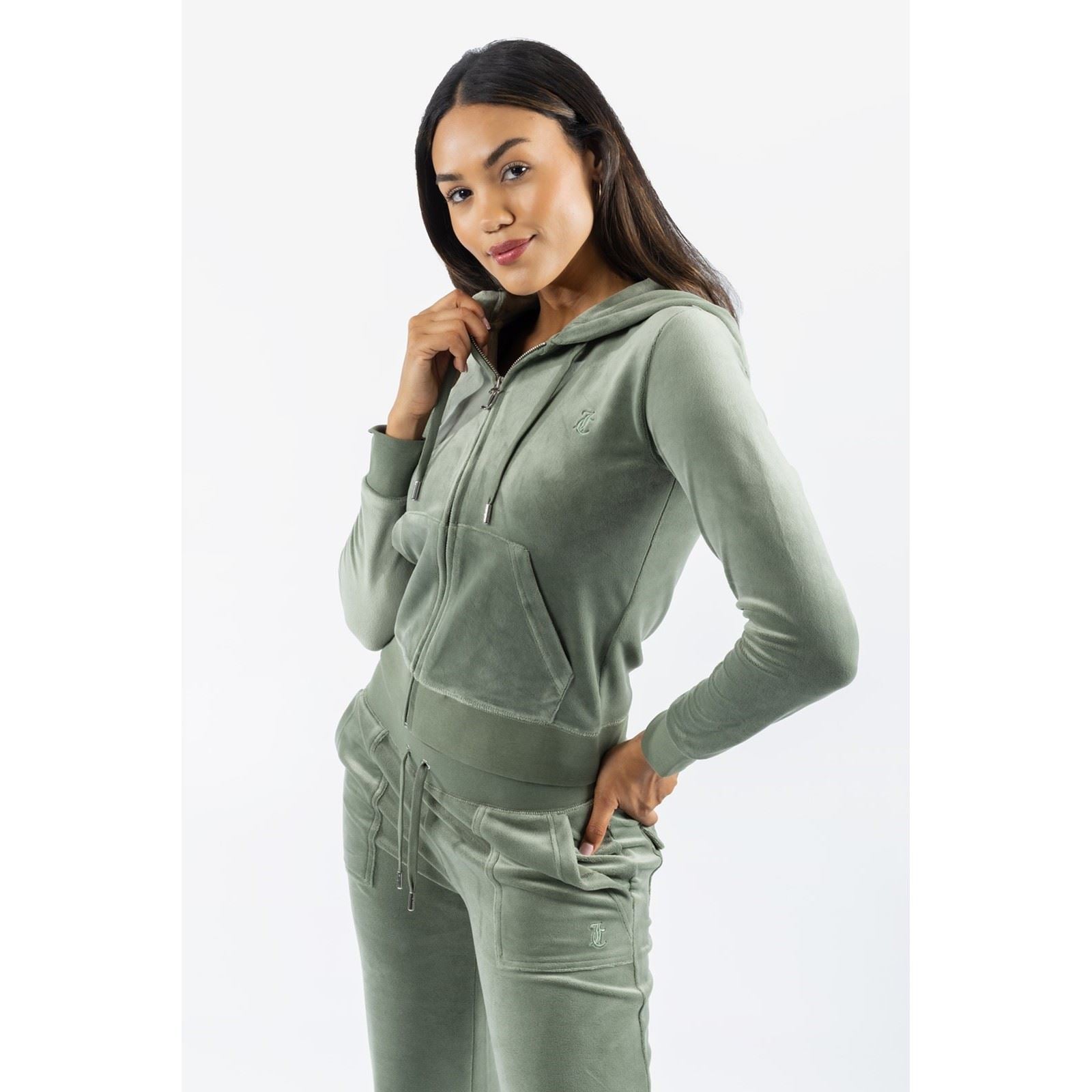 Juicy Couture Robertson Classic Jacket Sweat À Capuche Vert En Polyester Pour Femme