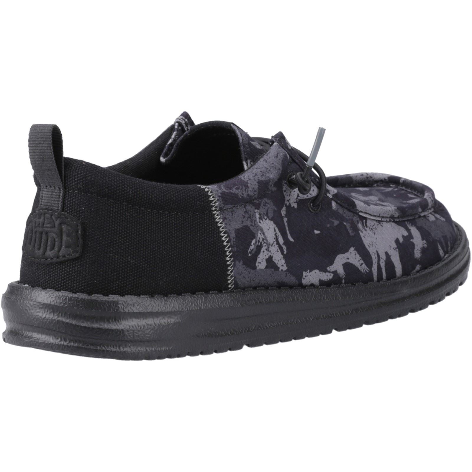 HEYDUDE Wally Funk Hunt Camo Chaussures De Bateau Noires En Tissu Pour Hommes